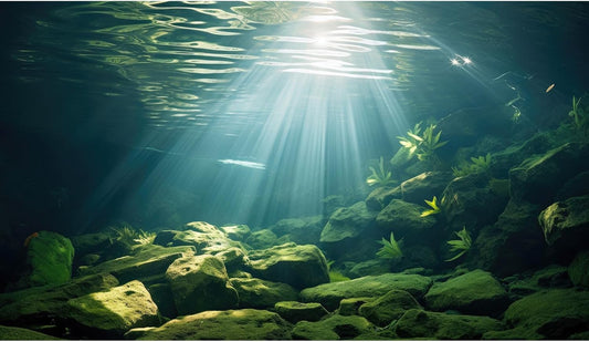 Under The Sea Aquarium Background Aquatic Plants Deep Sea Fish Tank Background Underwater Sunray Rock Terrarium Backgrounds Deep Ocean Floor Tropical Fish Tank Backgrounds 72x16in