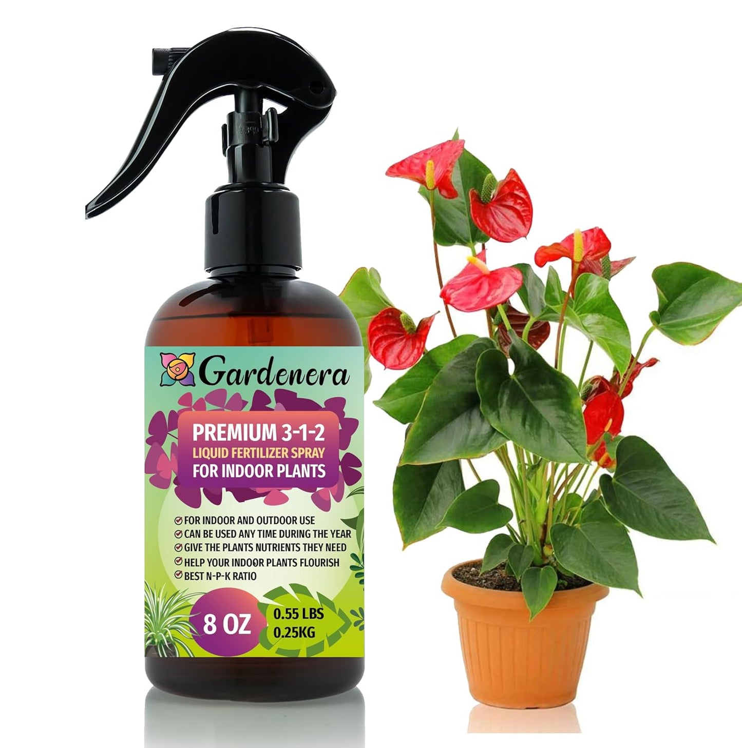 Proffesional All-Purpose Spray Fertilizer Mist for Home Gardening - Ready-to-Use 3-1-2 Gentle Plant Food for Healthy Leaves & Growth