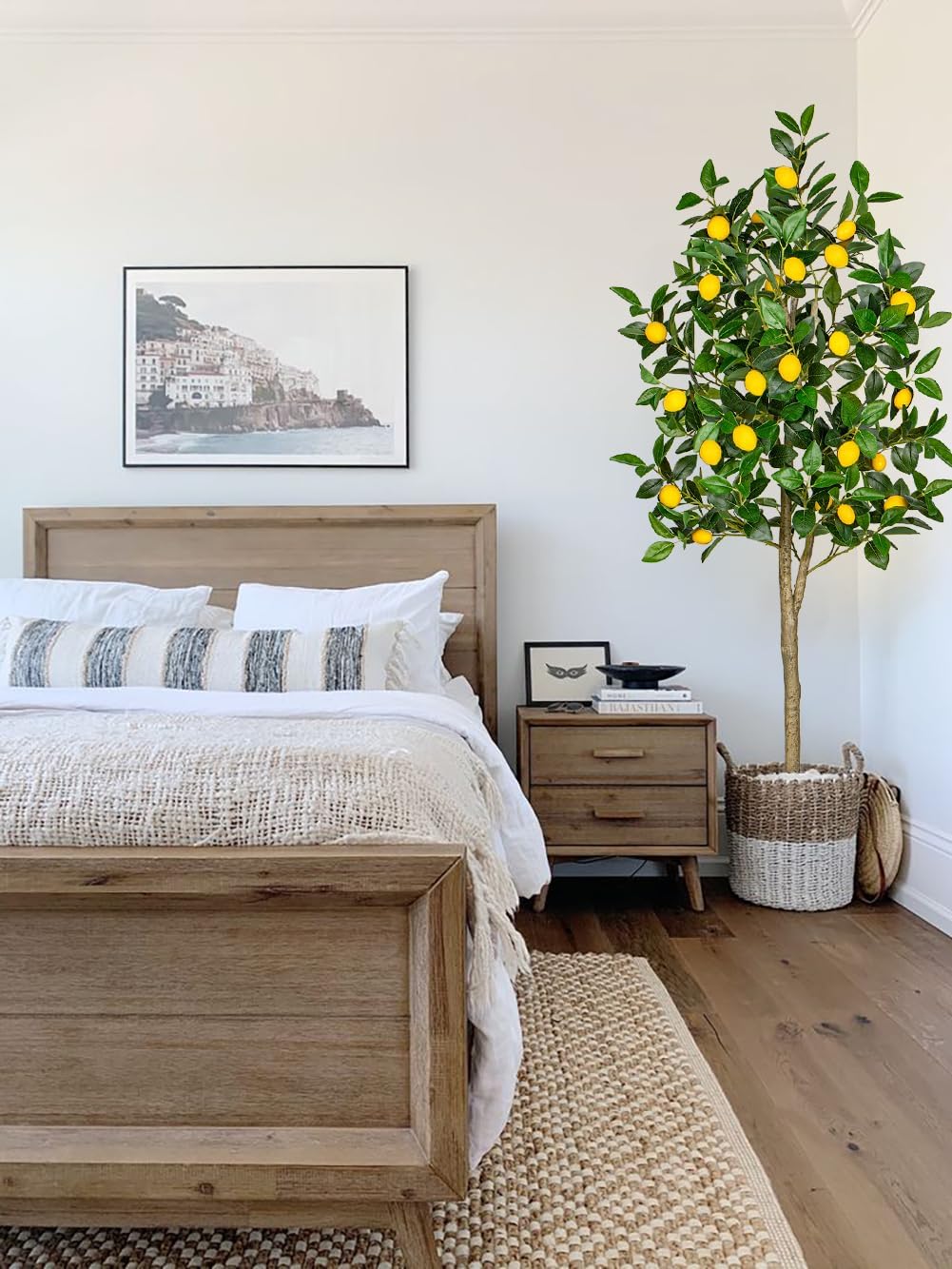 Artificial Lemon Tree 5ft Fake Lemon Plant in Pot Large Fake Floor Plants Faux Trees Indoor Lemon Decorations for Home Living Room Office