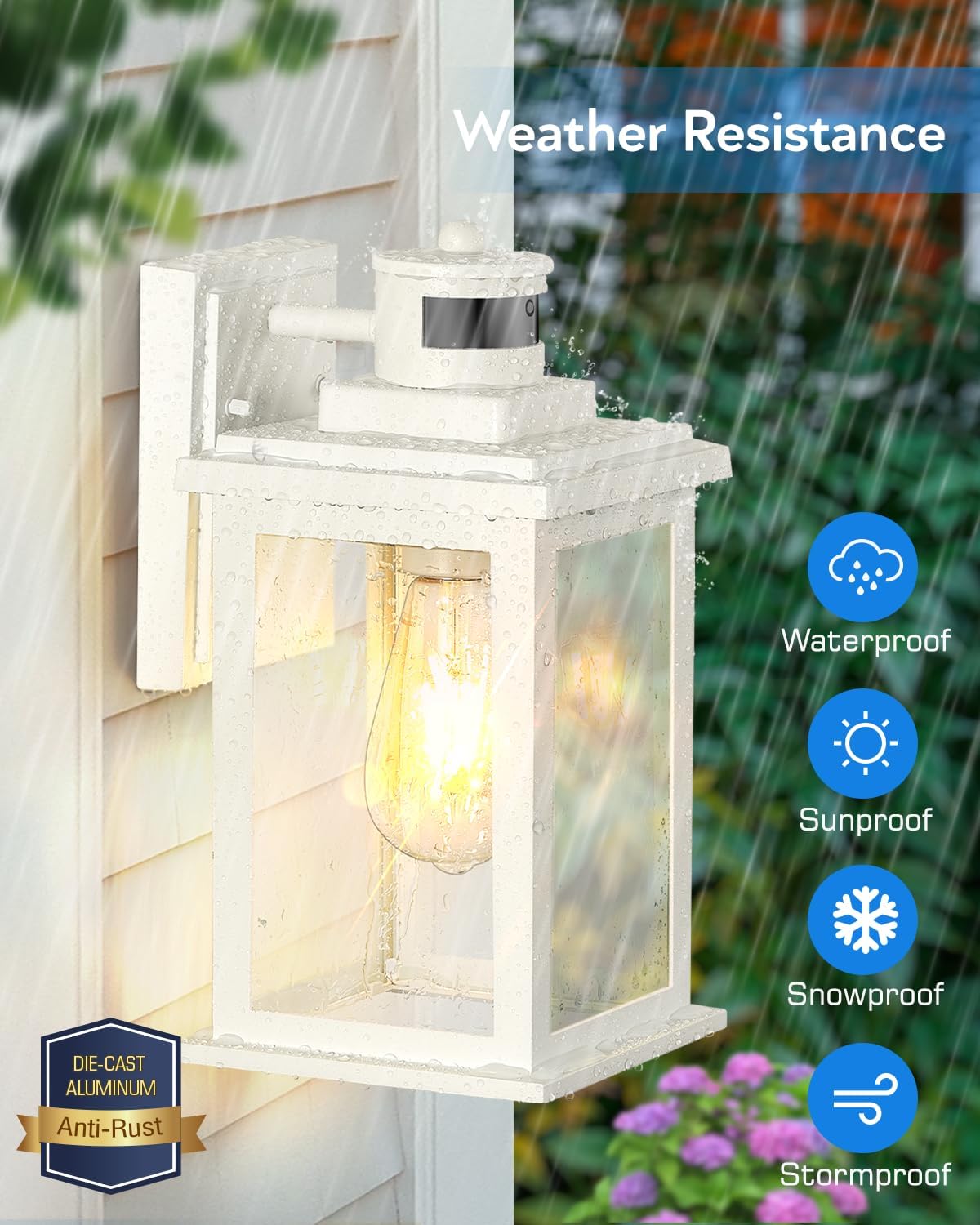 VIANIS Motion Sensor Porch Lights, 2 Packs Outdoor Wall Lights Wall Mount, White Dusk to Dawn Outdoor Sconce Lights, Waterproof Exterior Light Fixture for House, Garden, Patio,Hardwired, Non-Solar