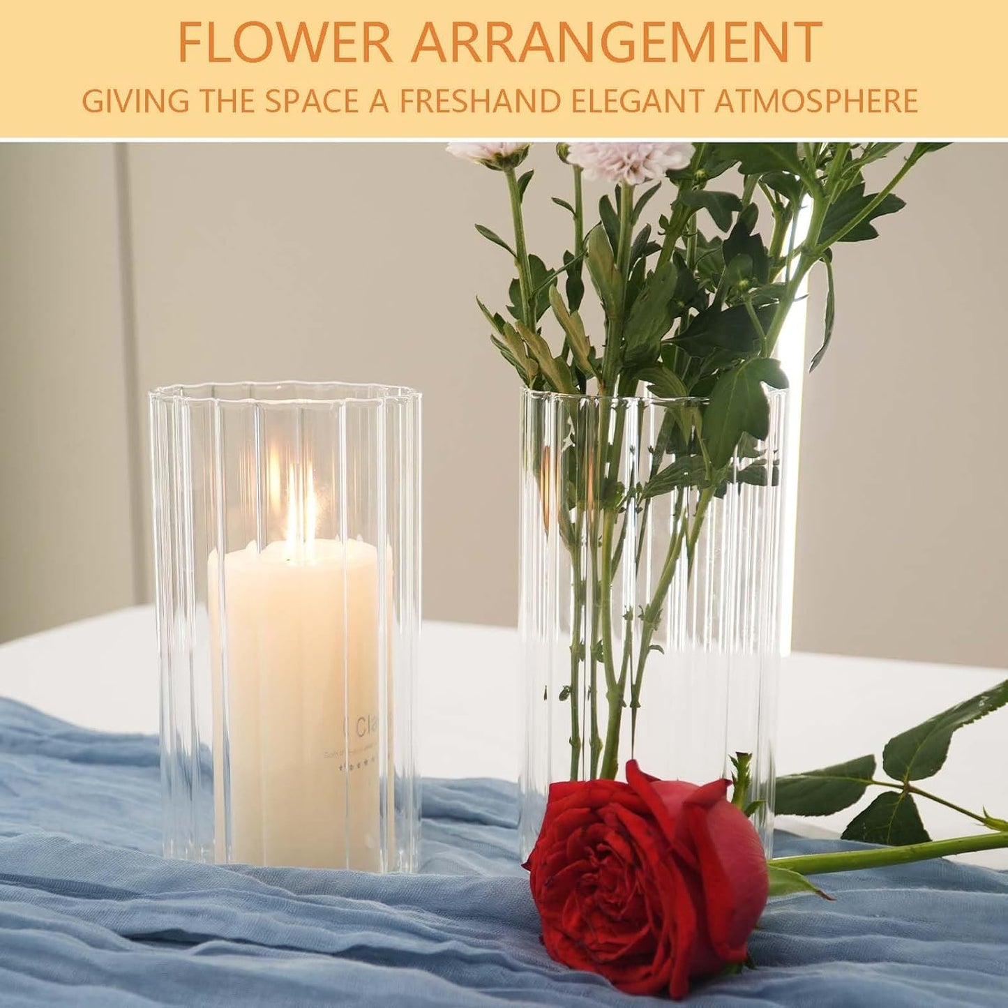 12pcs Glass Vase Cylinder Vases for Centerpieces Small Flower Glass Vases Bud Vases Home Decor Centerpiece Table Flower Vase Decorations for Office Beautification＆Holiday 6 Inch Tall