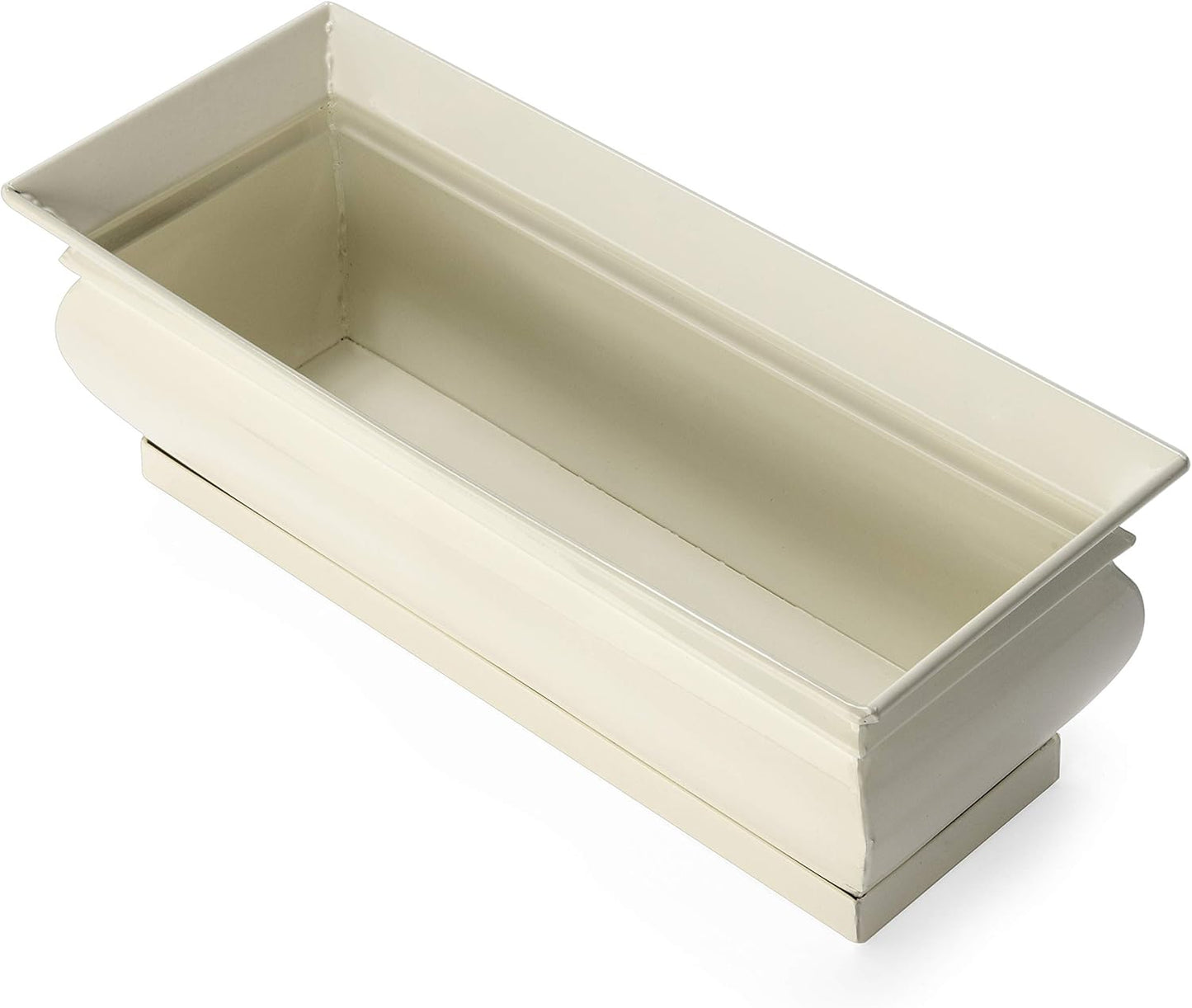 H Potter Herb Pots Indoor Planters with Drainage and Tray White Succulent Planter Window Sill Box Large Rectangular Outdoor Kitchen Flower Pot Garden Succulents Plants Ivory