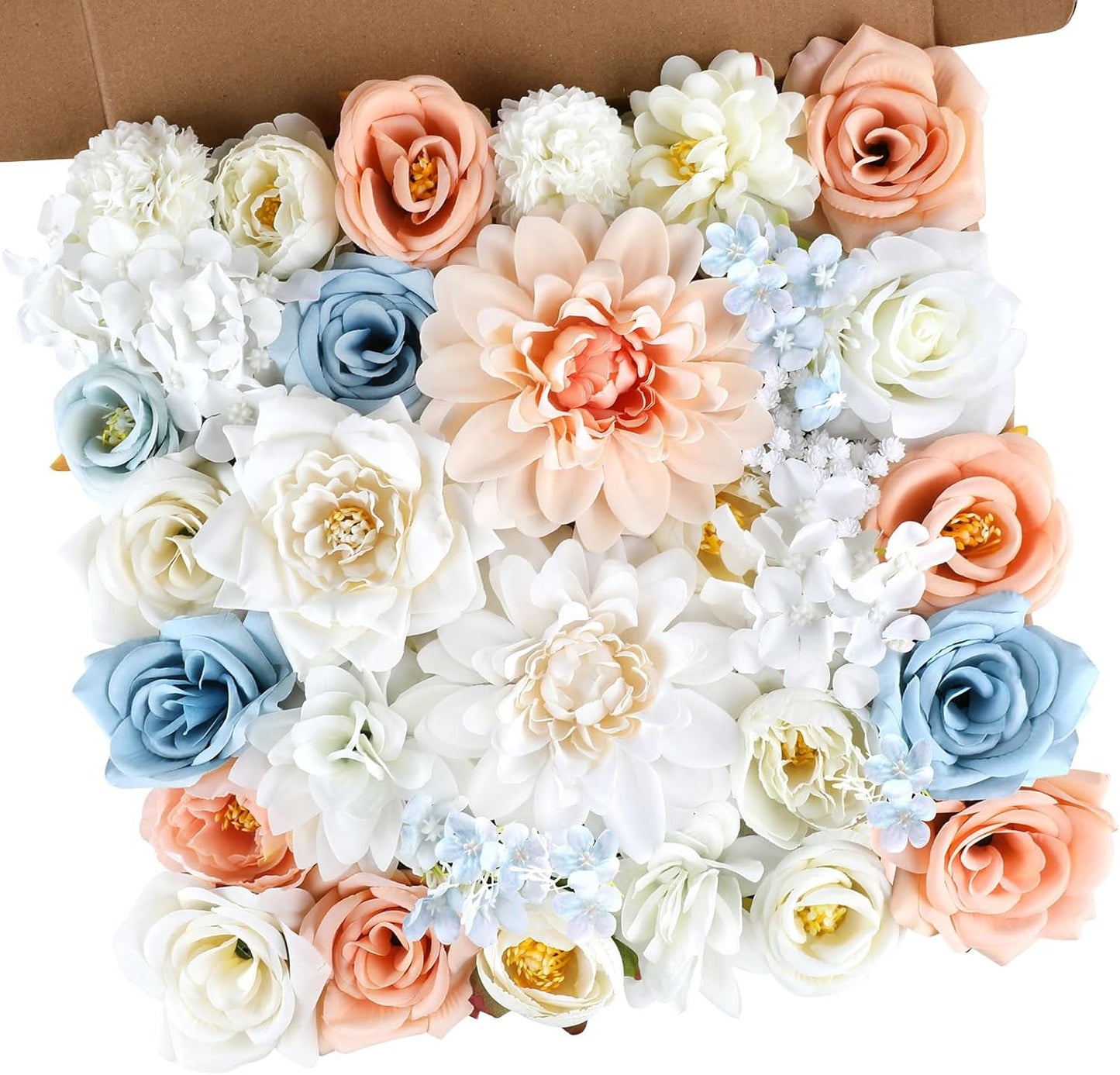 AGIRL Artificial Flowers Combo Silk Mix Purple Fake Flower with Stems for DIY Wedding Bouquets Centerpieces Arrangements Table Chair Decor Baby Shower Home Decor (Champagne Blue)