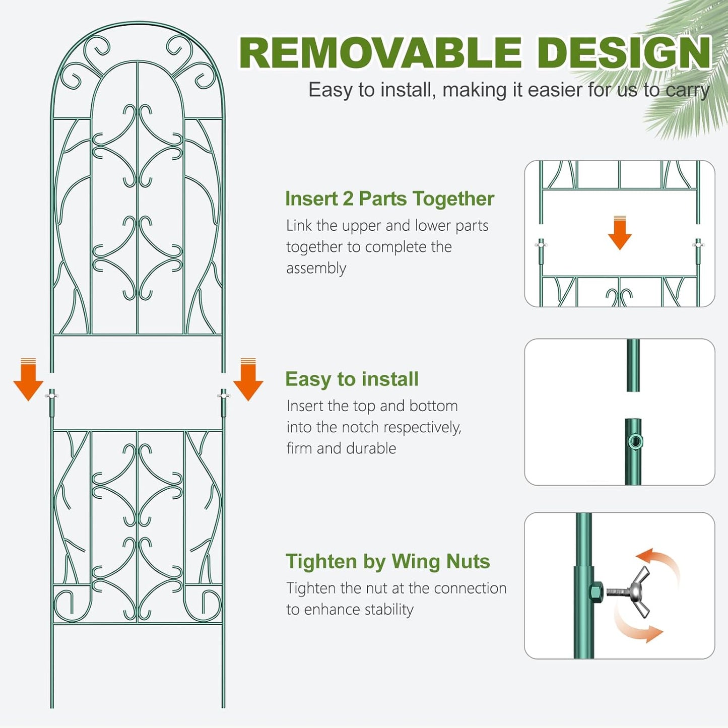4 Pack 59x16in Metal Garden Trellis for Climbing Plants,Green Large Trellis for Climbing Plants Outdoor, Roses, Vegetables Vines Flowers Support, Large Decorative Outdoor Trellis