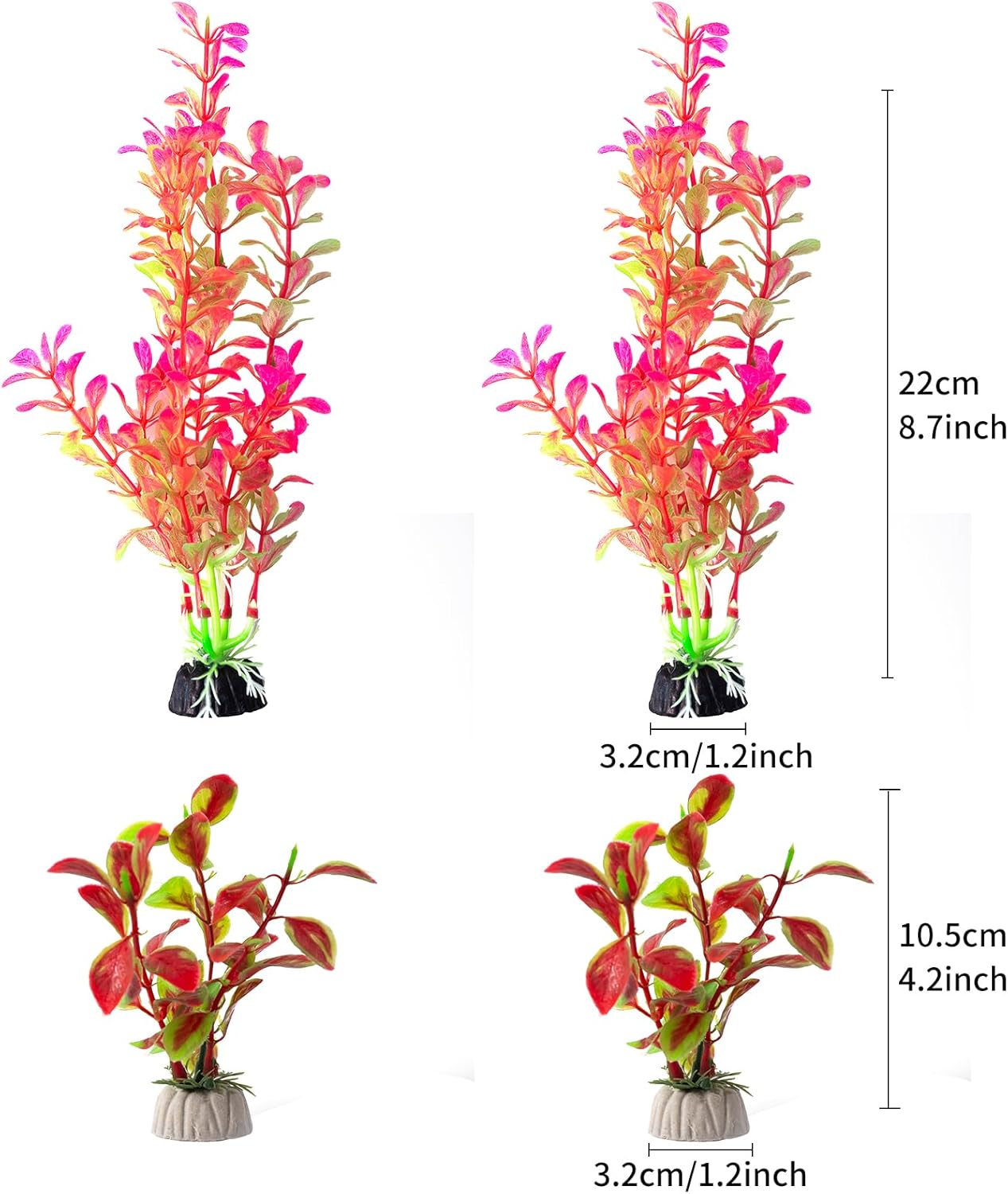 COMSUN 10 Pack Artificial Aquarium Plants, Small Size 4 inch Approximate Height Fish Tank Decorations Home Décor Plastic Blue