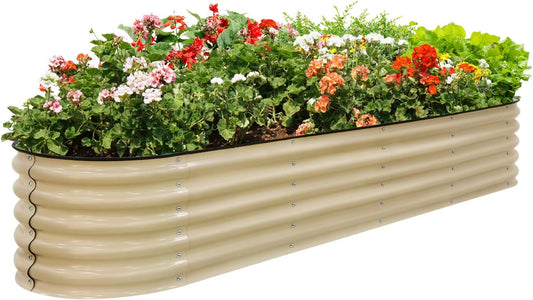 EAGLE PEAK 9 in 1 Modular 17in Customizable Elevated Raised Garden Bed Kit with Multiple Configurations, Outdoor Metal Planter Box Steel Flower Bed, Pearl White
