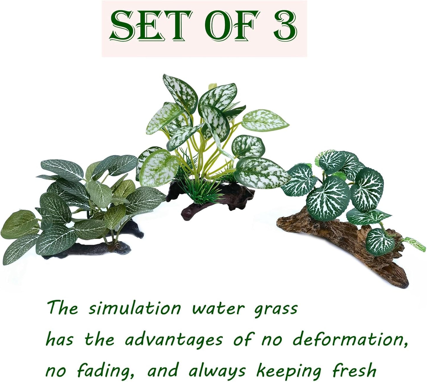 M2cbridge Artificial Fish Tank Plants Silk Aquarium Plant Aquatic Water Grass Foreground Decor (3PCS Green Grasses)