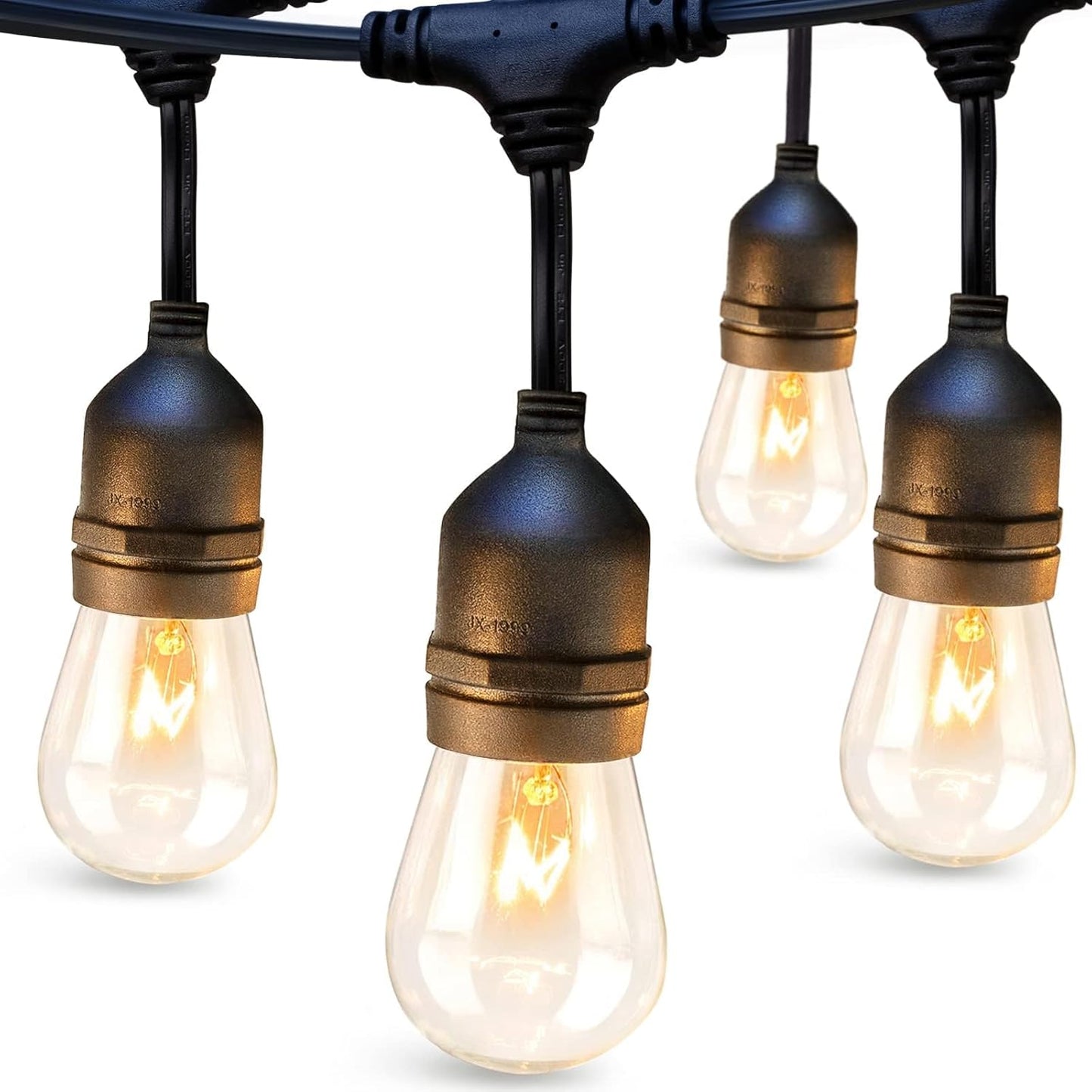 addlon 72FT(36FT*2) Outdoor String Lights Commercial Grade Weatherproof Strand, 30 Edison Vintage Bulbs, 24 Hanging Sockets and 6 Spare Bulbs, ETL Listed Decorative Cafe Patio Lights for Bistro