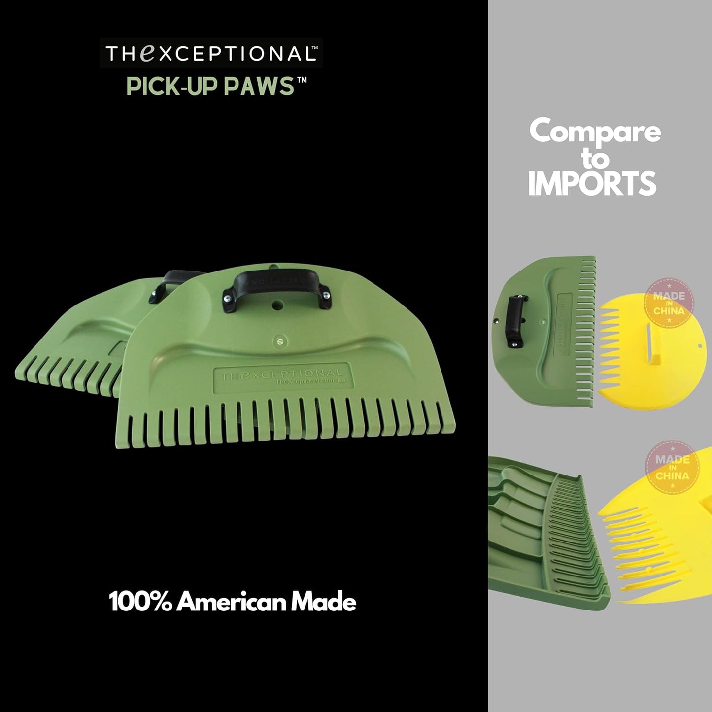 Pick-Up Paws | Premium Leaf Hand Scoops | Garden Grabber Tool for Grass, Clippings, Twigs, Debris or Needles | Set of 2 Lawn & Leaves Clean-Up Yard Rakes | Made in USA by Vertex Products | Model EX700