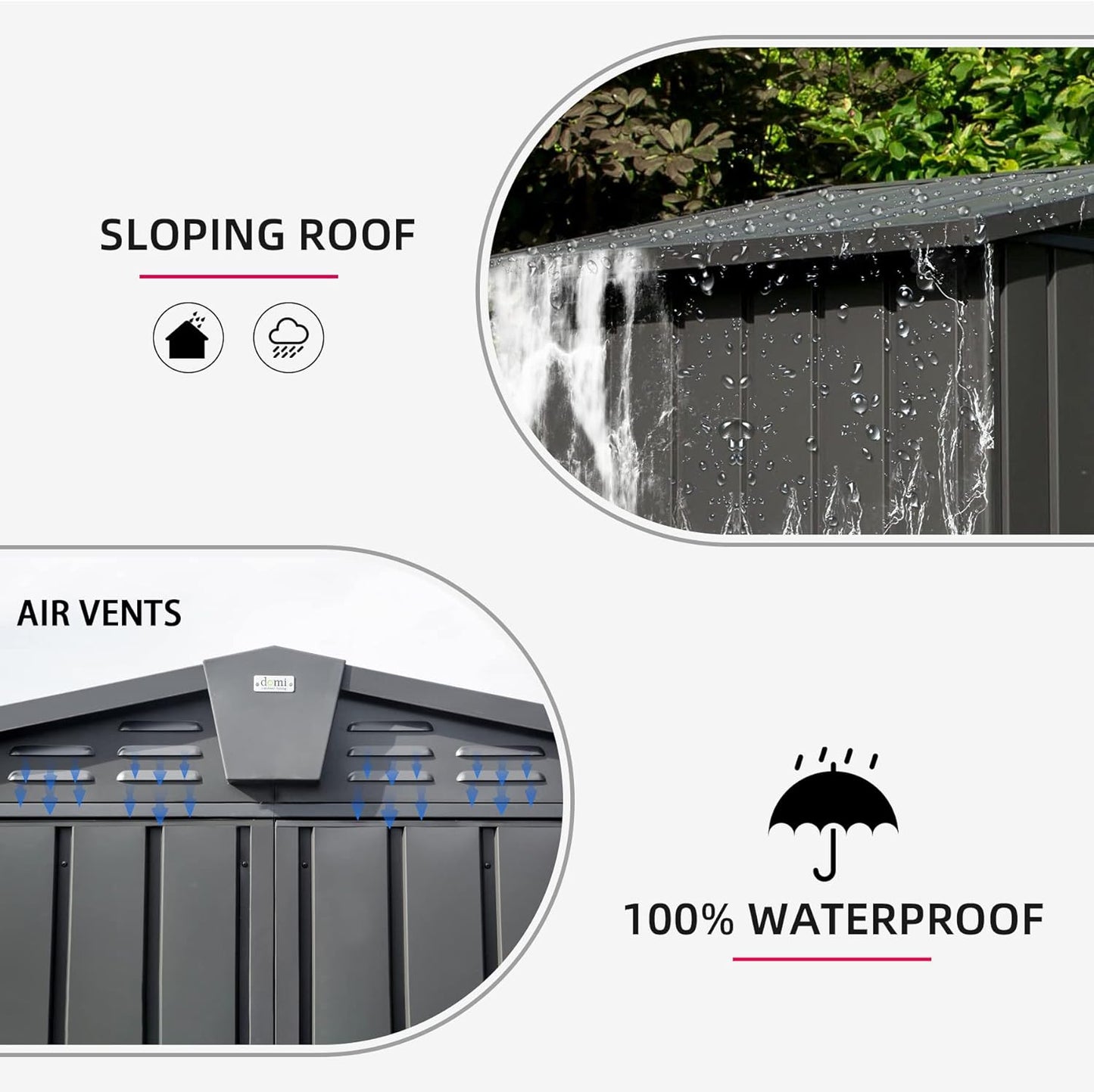 Domi 10’ x 8’ Outdoor Storage Shed, Metal Sheds Tool Storage Gable Roof with Lockable Door & Air Vents, Outdoor Galvanized Steel Sheds for Backyard,Garden,Patio,Lawn