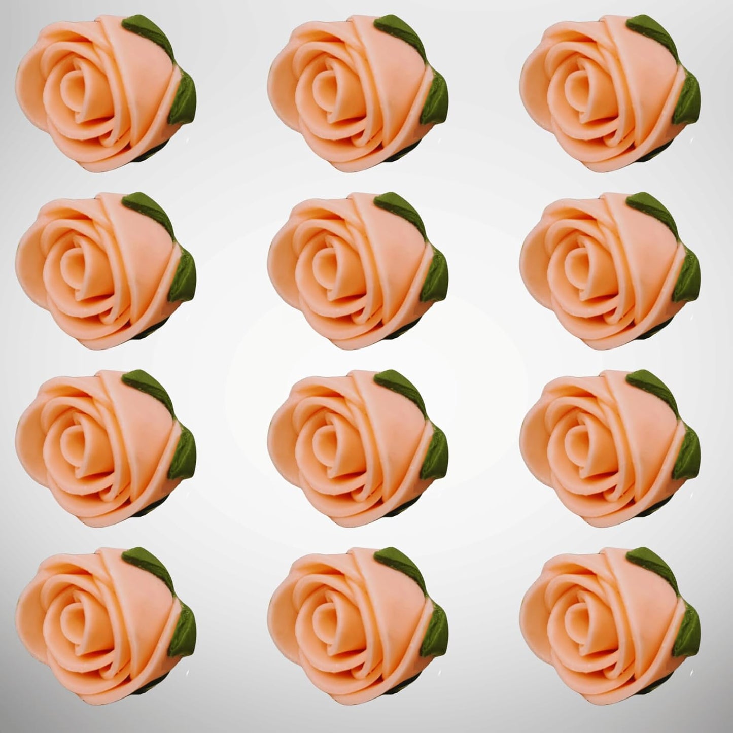 Confect Edible Rose Cake Toppers | Cupcakes & Doughnut Toppers | Roses for Cake Decorations | Edible Pretty Peach Pearl Roses - Vegan, Gluten-Free, Nut-Free, Dairy-Free, Palm Oil-Free -Pack of 12