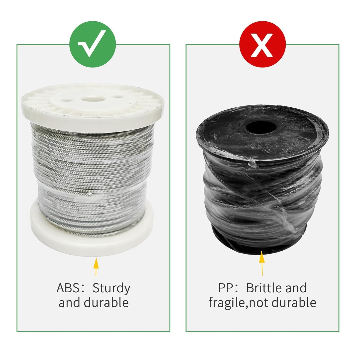 3/38" Wire Cable Rope Kit ，Vinyl Coated 304 Stainless Steel Wire – 300FT 7x7 Strand Cable with Turnbuckles，Shade Sail & Hanging Lights Hardware Kit for Outdoor, Garden,Patio, Crafts,