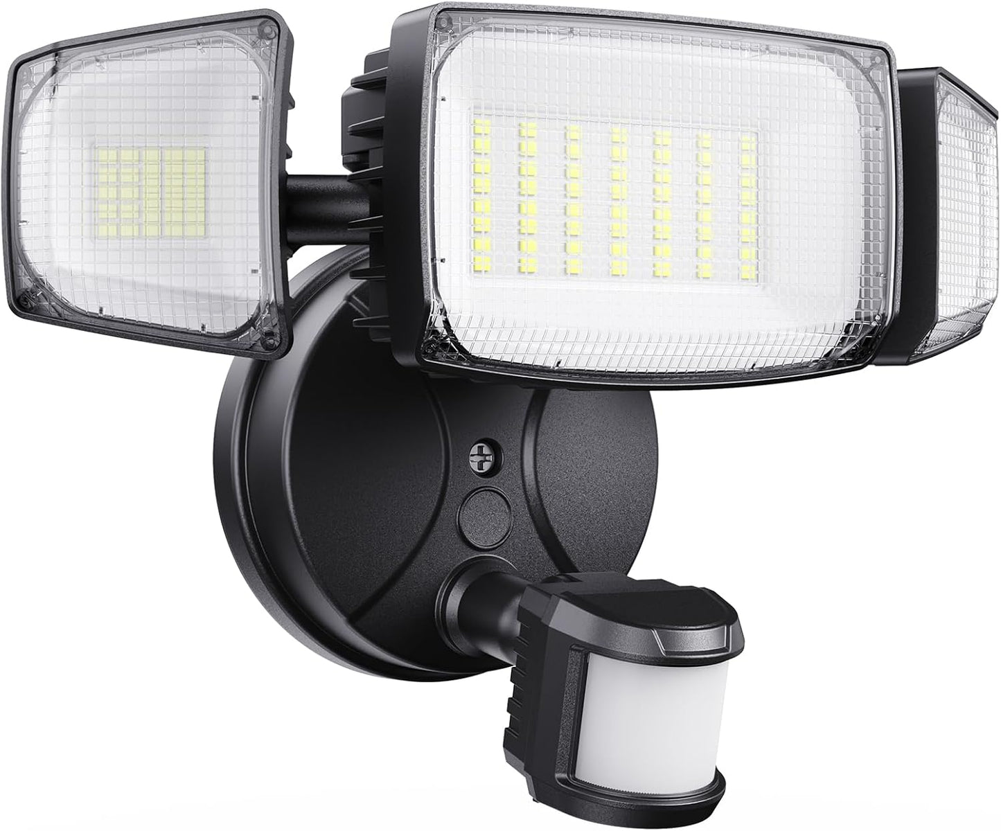 Olafus 80W Motion Sensor Outdoor Lights, 8000lm Hardwired Motion Flood Light Dusk to Dawn, IP65 Waterproof LED Security Floodlights, 6500K Motion Detector Lights for Outside, Black