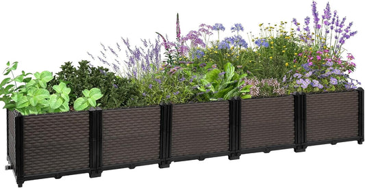 Large Raised Planter Box Outdoor Self Watering 78.7"x15.7"x14.2", Deep Raised Garden Bed - Elevated Garden Box with Drainage Plug, Rectangular Garden Planter Perfect for Patio Balcony Deck