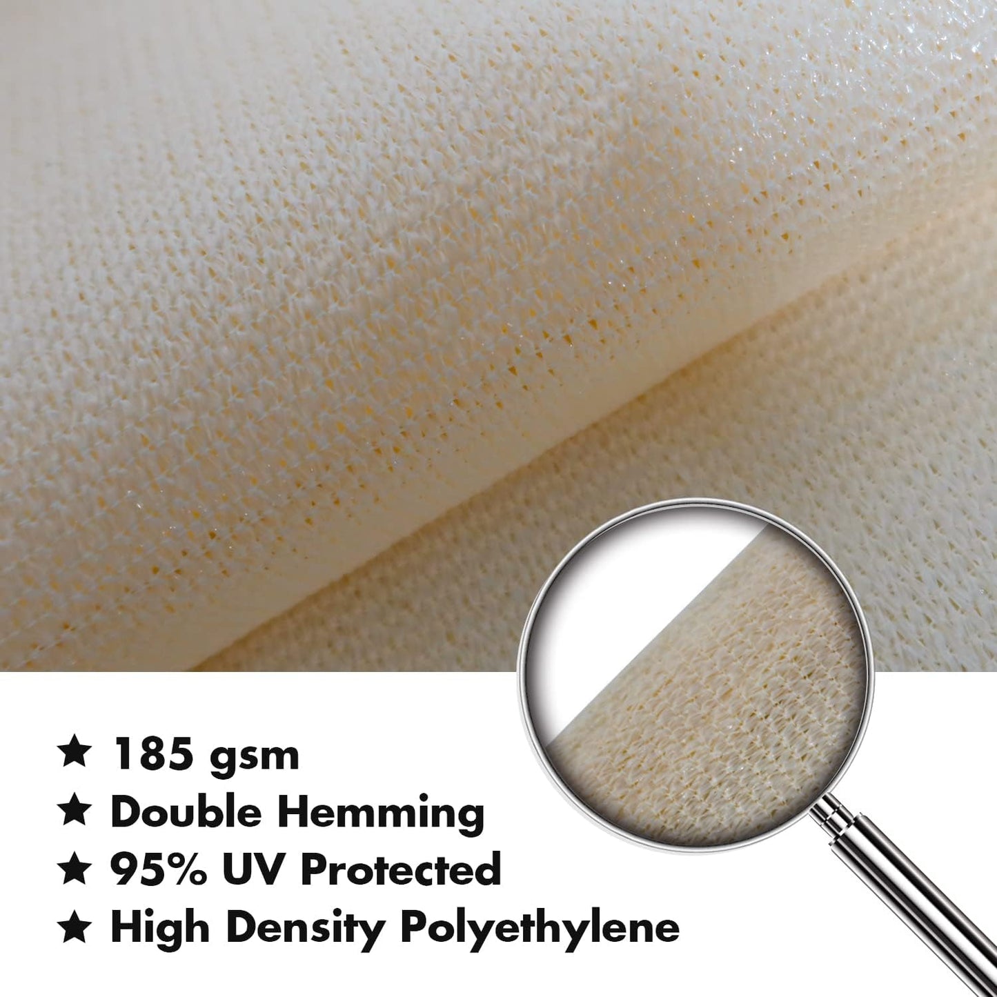 KANAGAWA 12'X18' Cream Custom Size Sun Shade Sail Rectangle UV Block Canopy Cover for Patio Backyard Lawn Garden Outdoor (Customized Available)