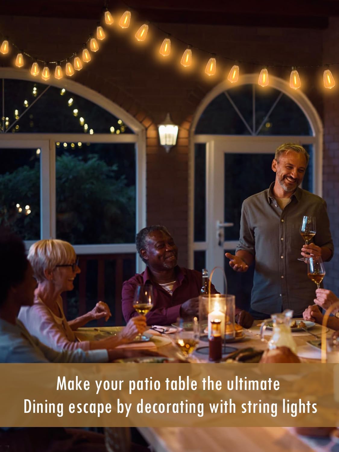 DAMAING Outdoor String Lights Weatherproof 400FT shatterproof connectable Patio Lights for Outside 4 Pack x 100FT with 208 Vintage dimmable LED Edison Bulbs,Hanging Lights for Garden,Balcony