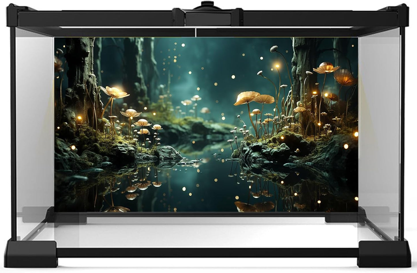 Fantasy Aquarium Background Rock Flowers Tranquil Water Scene Terrarium Backdrop Fantasy Lights Fish Tank Background Reptile Habitat Backdrop Aquarium Poster Wallpaper Decor Vinyl 72x24in