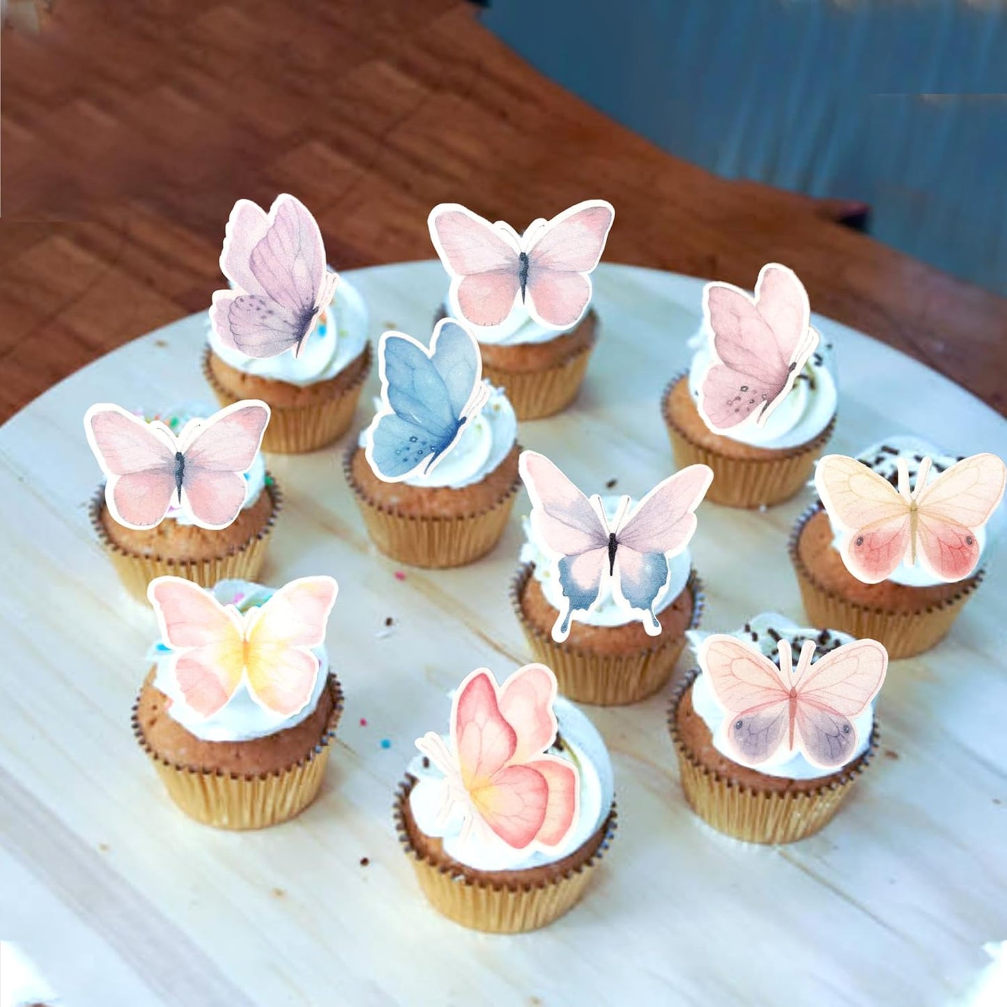 63 PCS Edible Butterfly Cupcake Toppers Edible Butterflies for Cake Decorating Butterfies Cupcake Picks Butterfly Cupcake Decorations for Butterflies Theme Baby Shower Birthday Party Supplies Colorful