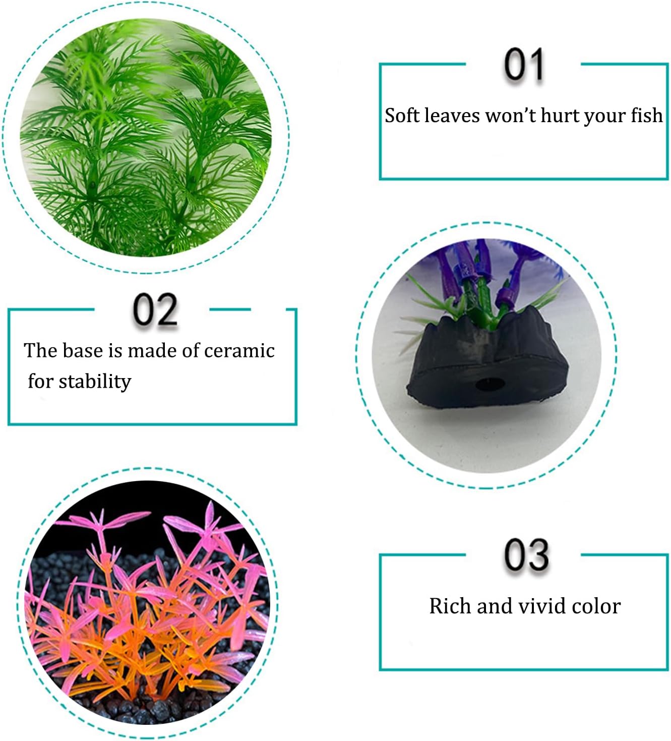 11 Pieces Colorful Artificial Fish Tank Decorations, Aquarium Decorations Fish Tank Purple Artificial Plastic Plants, Small to Large (4-8Inch)