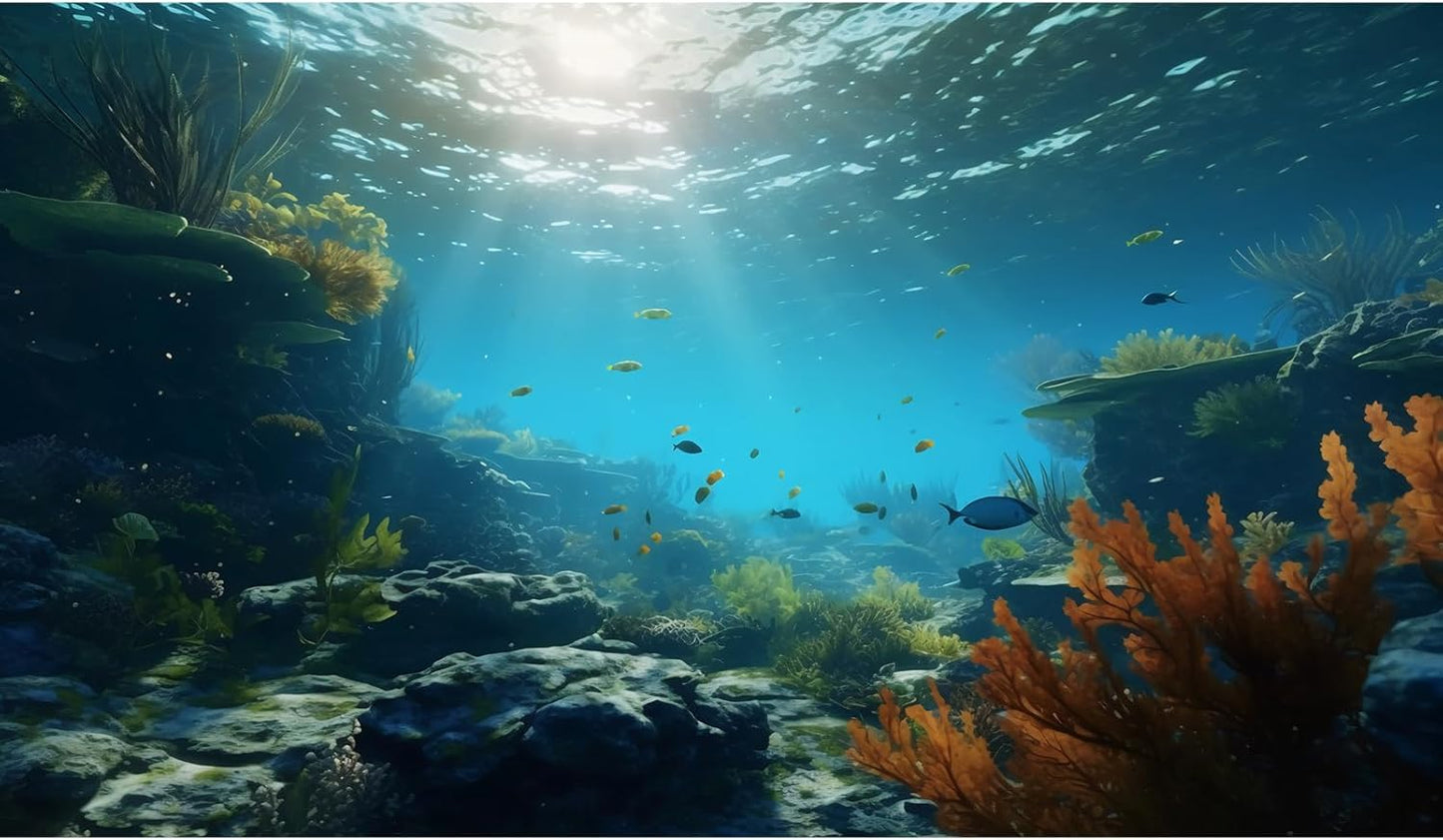 Ocean Floor Fish Tank Background Underwater Rock Aquarium Background Under The Sea Terrarium Backgrounds Aquatic Plants Sunlight Fish Tank Backgrounds Tropical Fish Aquarium Wallpaper 48x20in