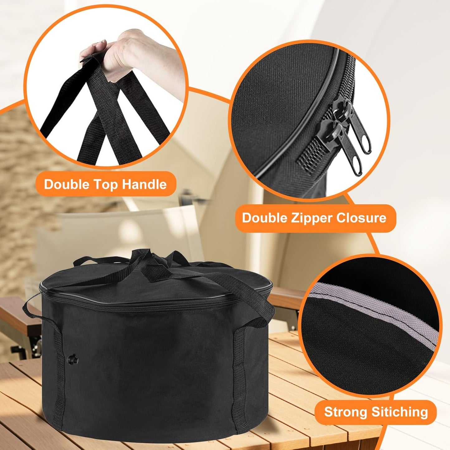 Carry Bag and Cover for 19" Outland Firebowl 823 893 870, Portable Outdoor Propane Gas Fire Pit Bag with Padded Handles, Firebowl Travel Carrying Case for Outland 19" Dia Fire Pit, WaterResistant