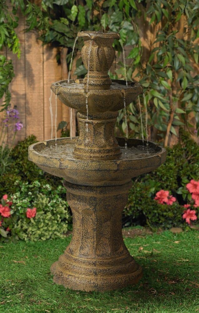 Tuscan Garden 41 1/2" High Large Traditional Italian Indoor Outdoor Decor Dark Faux Stone Floor Fountain Waterfall Tiered Standing Water Feature for Outside Patio Yard Backyard Porch - John Timberland