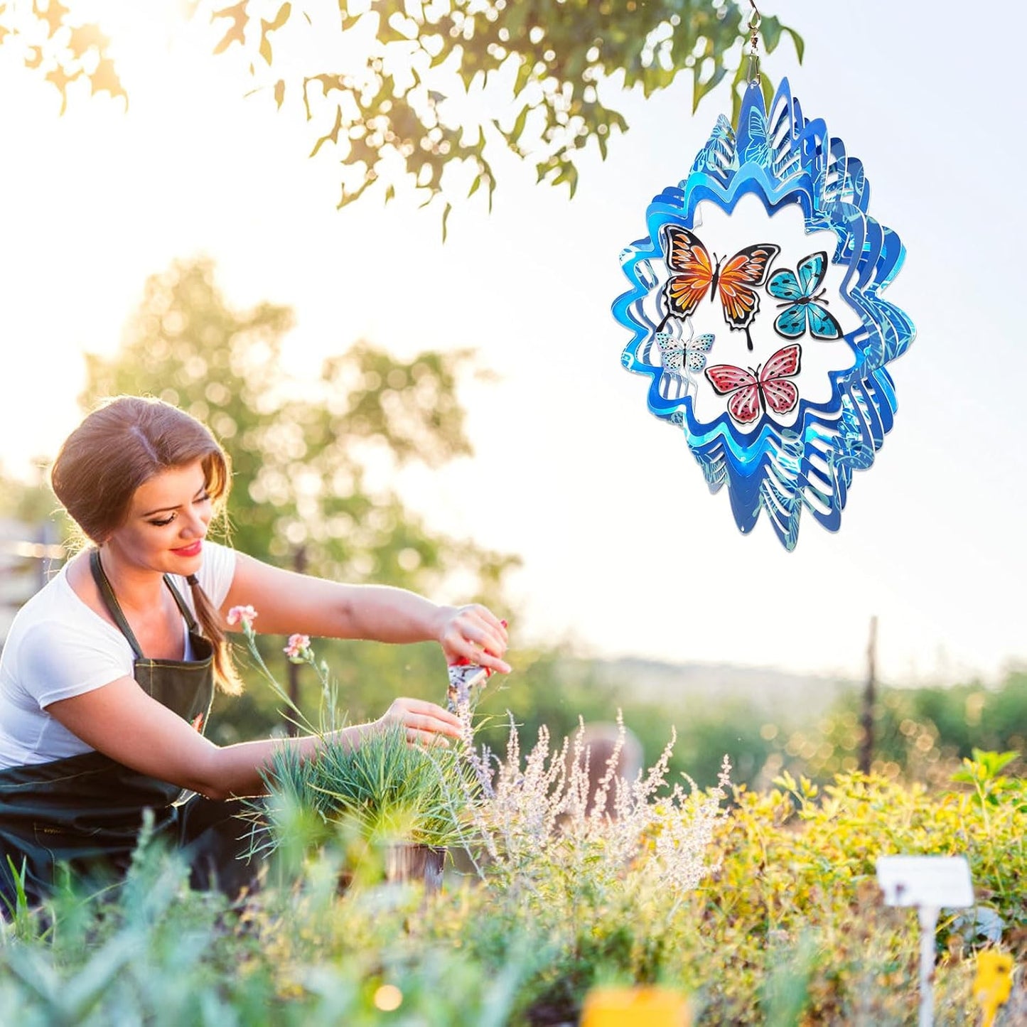 Butterfly Wind Spinners,12In Stainless Steel 3D Wind Spinner for Yard and Garden,Butterfly Gifts for Women Mom Grandma Wife Father,Outdoor & Indoor Hanging Kinetic Yard Art Decorations