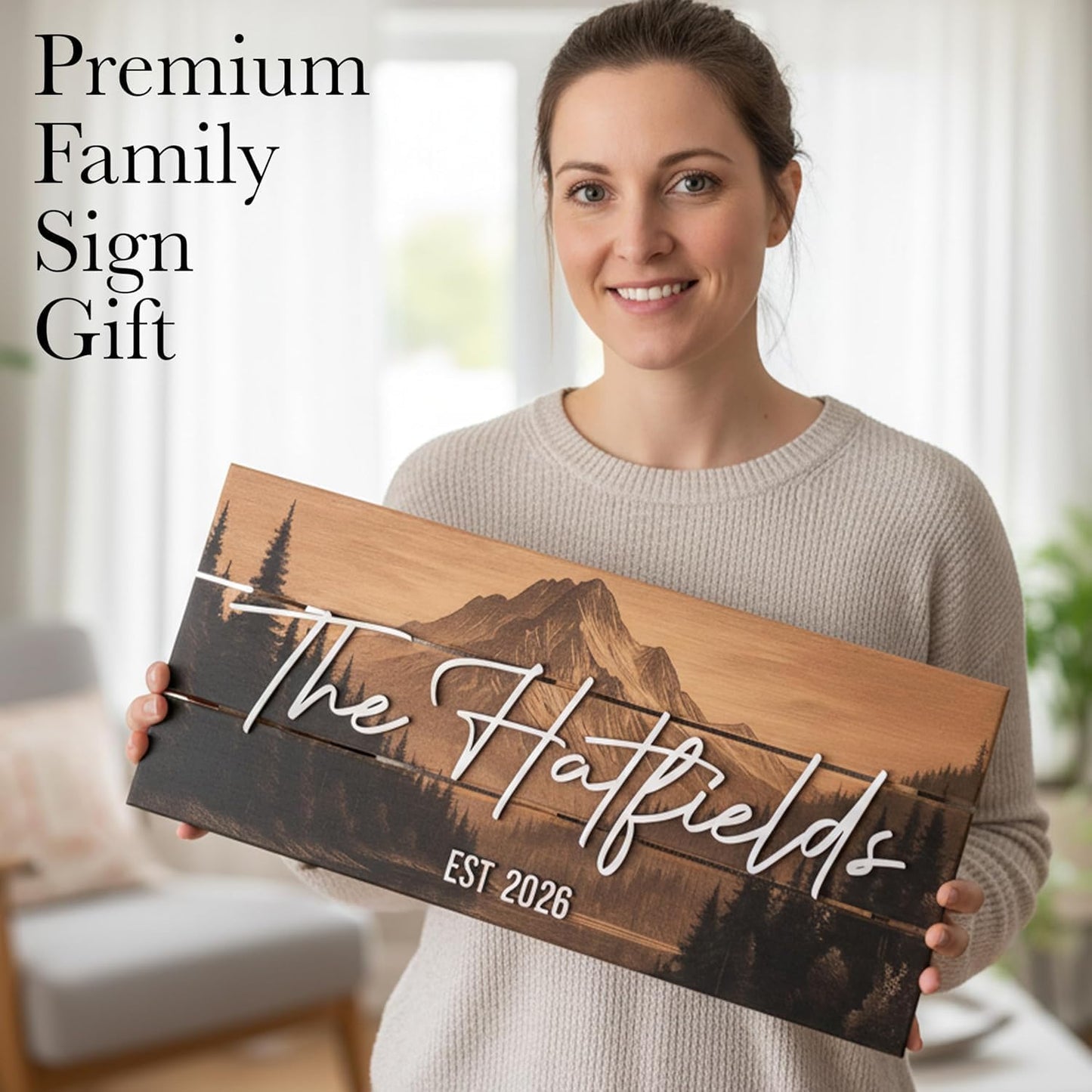 Personalized Custom Wood Name Sign for Home, Office, Nursery, Wedding, Babby Shower, Modern Rustic, Plywood, Small