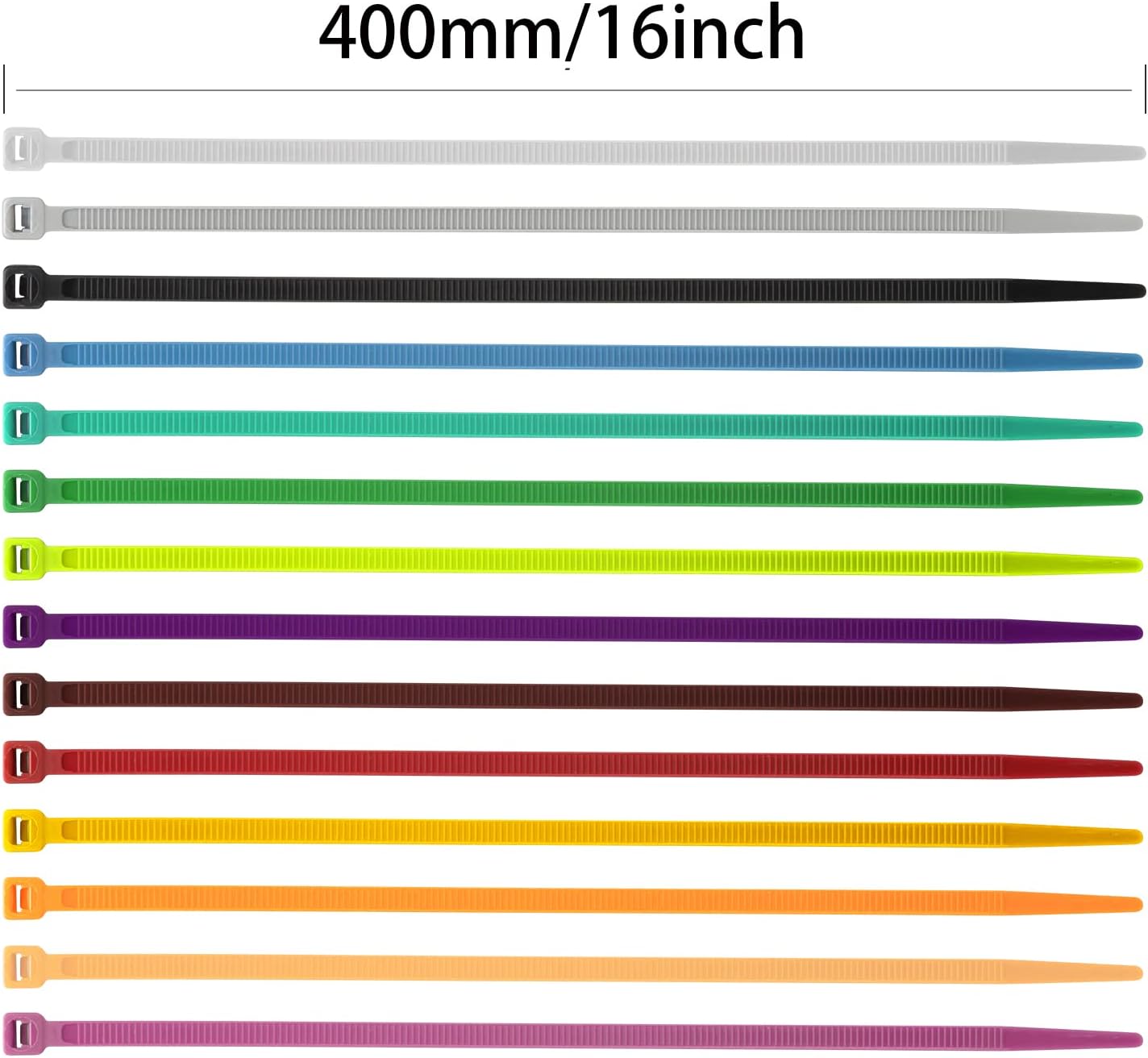 XINGO 100PCS Cable Zip Ties Heavy Duty, Premium Nylon Plastic Wire Ties with 50 Pounds Tensile Strength, Self-Locking Black Nylon Zip Ties for Indoor and Outdoor (16 inch, Dark Green)