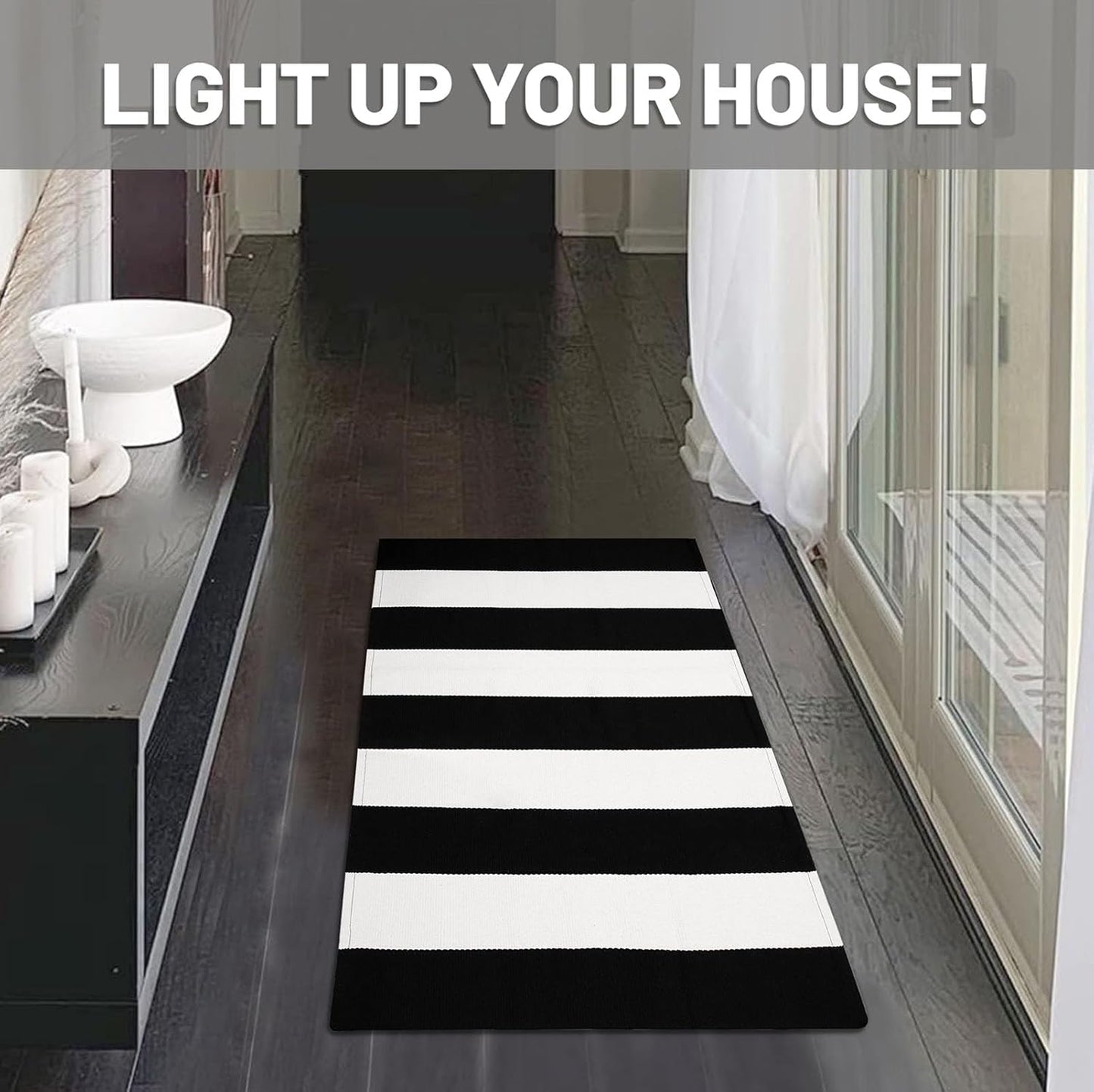 IOHOUZE Black White Striped Rug -24" x36“ Front Door Mats Outdoor,Washable Rug for Front Porch Decor,Spring Summer Welcome Mats Outdoor Indoor, Doormat for Farmhouse/Entryway/Home Entrance