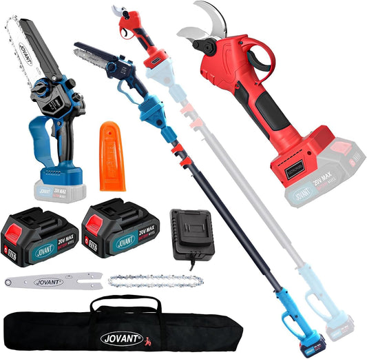 3-in-1 Pole Pruning Shears, Electric Pruning Shears & pole saws for tree trimming with 15.3ft Reach Pole,Cordless Pole Shears and Battery Pole Saw with 2 Pack 20V 4.0Ah Battery for Tree