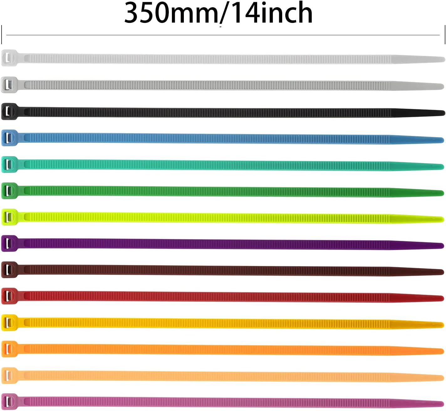 XINGO 100PCS Cable Zip Ties Heavy Duty, Premium Nylon Plastic Wire Ties with 50 Pounds Tensile Strength, Self-Locking Black Nylon Zip Ties for Indoor and Outdoor (14 inch, Black)