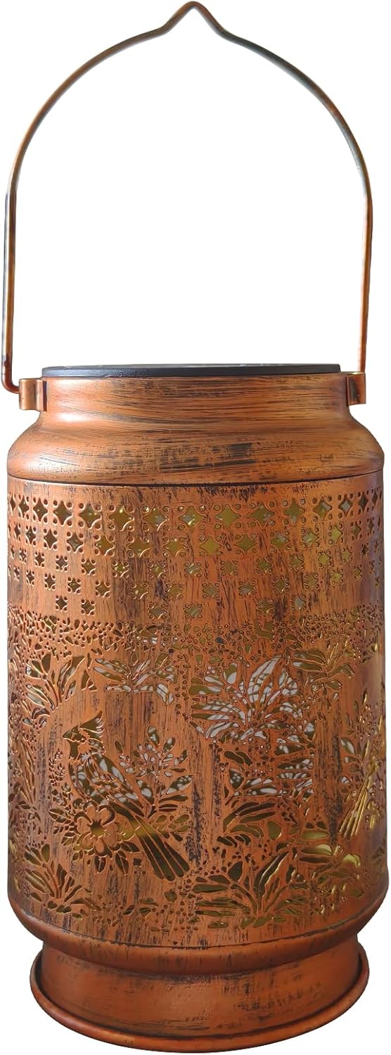 Solar Bird Light Outdoor Waterproof LED Garden Light, Women's Holiday Gift, with Hollow Iron Art, Retro Lawn Landscape Projection Light, Used for Courtyard Decoration (Waxwing Bird)