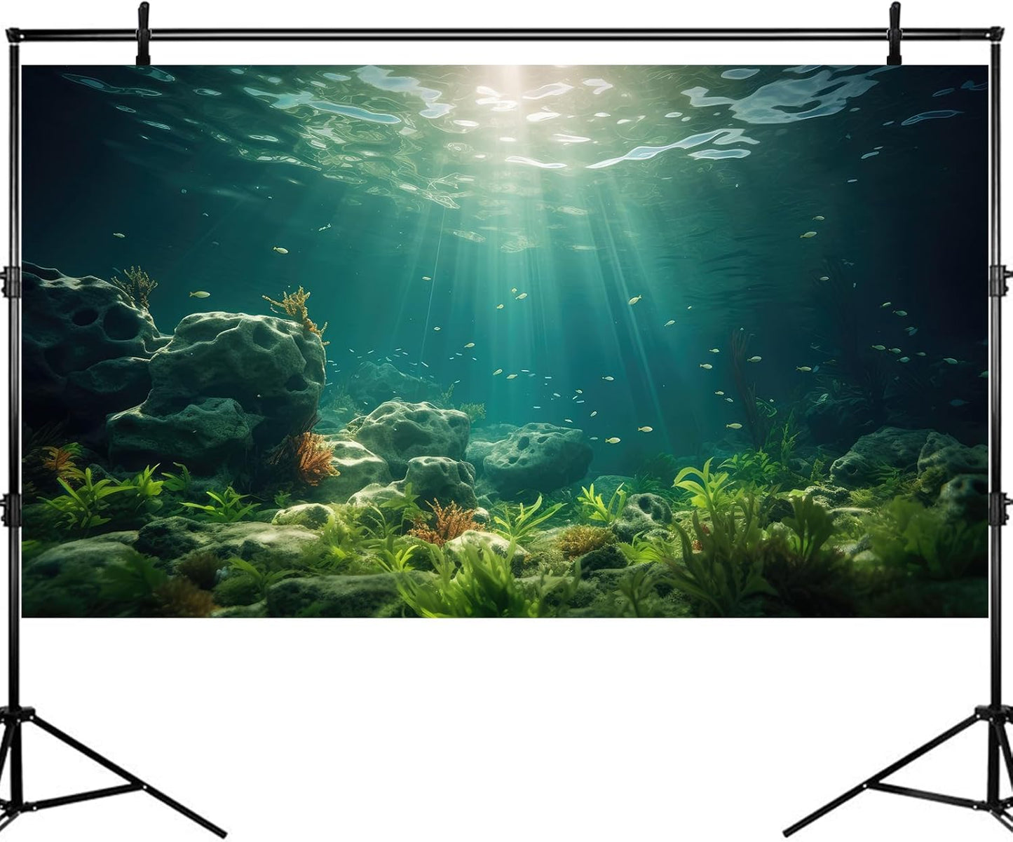 Under The Sea Aquarium Background Deep Sea Aquatic Plants Fish Tank Background Underwater Rock Sunray Terrarium Backgrounds Tropical Fish Deep Ocean Floor Fish Tank Backgrounds 48x20in