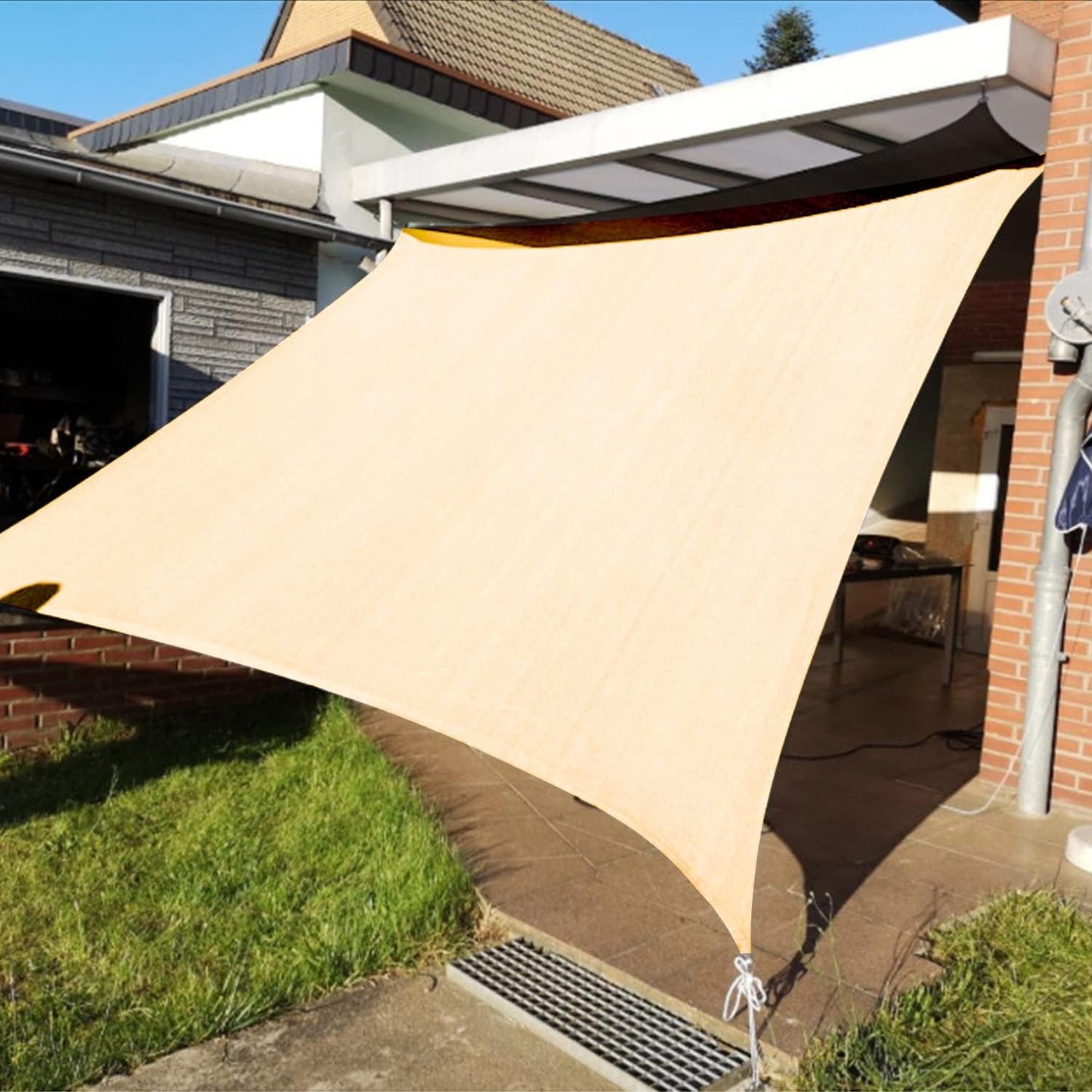 KANAGAWA 12'X24' Cream Custom Size Sun Shade Sail Rectangle UV Block Canopy Cover for Patio Backyard Lawn Garden Outdoor (Customized Available)