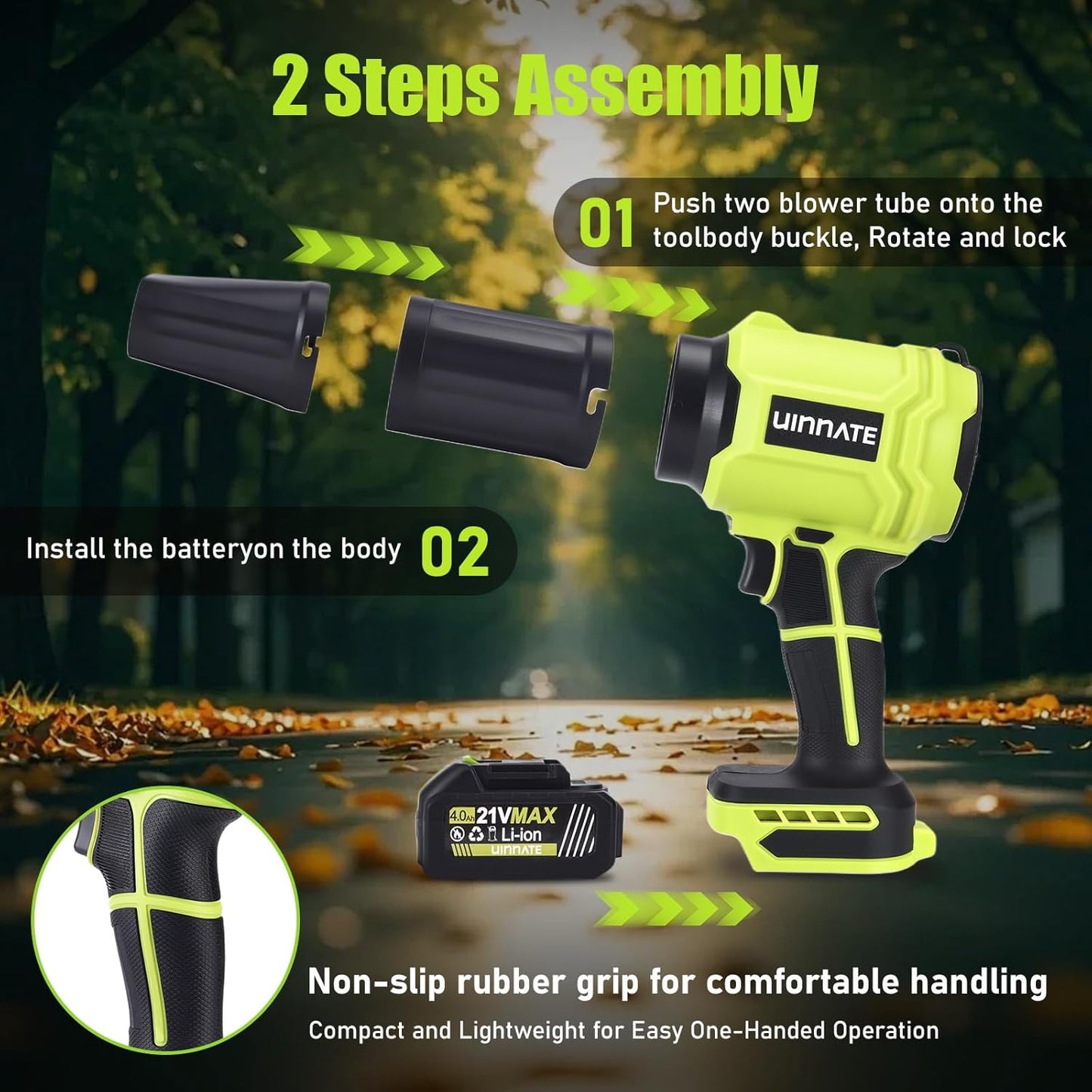 Leaf Blower Cordless with 1 Pack Battery and Charger, Electric Blowers for Lawn Care & Garden, 21V 4000mAh Battery Powered Leave Blowers, Lightweight Handheld Blower for Patio, Car, Dust, Driveway