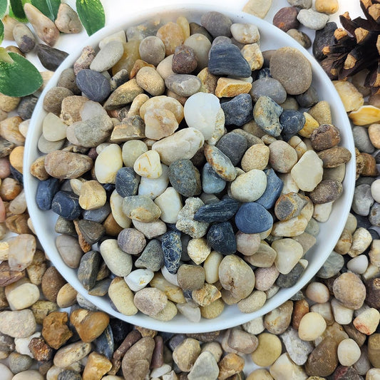 10lbs Natural River Rocks for Plants, 3/8" Aquarium Gravel Decorative Polished Mixed Pebbles for Fish Tank, Gardening, Flower Pots, Vase Fillers, Indoor Water Fountains, Landscaping