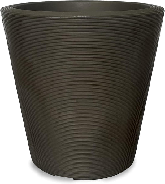 Crescent Garden Madison Planter– Weather-Resistant, Double Walled Indoor/Outdoor Plant Pot with Drain Hole – Durable All-Season Flower Container, 14" W (Old Bronze)