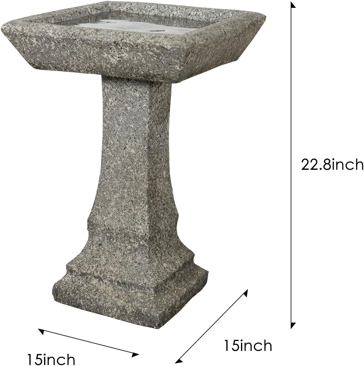 SKYFIRE Freestanding Birdbaths Outdoor - 15”Dia.X 22.8”Tall Concrete Standing Garden Bird Bath Feeder Bowl with Pedestal, Modern Outdoor Birdbath for Patio, Yard, Lawn Decor and Bird Bathing&Feeding