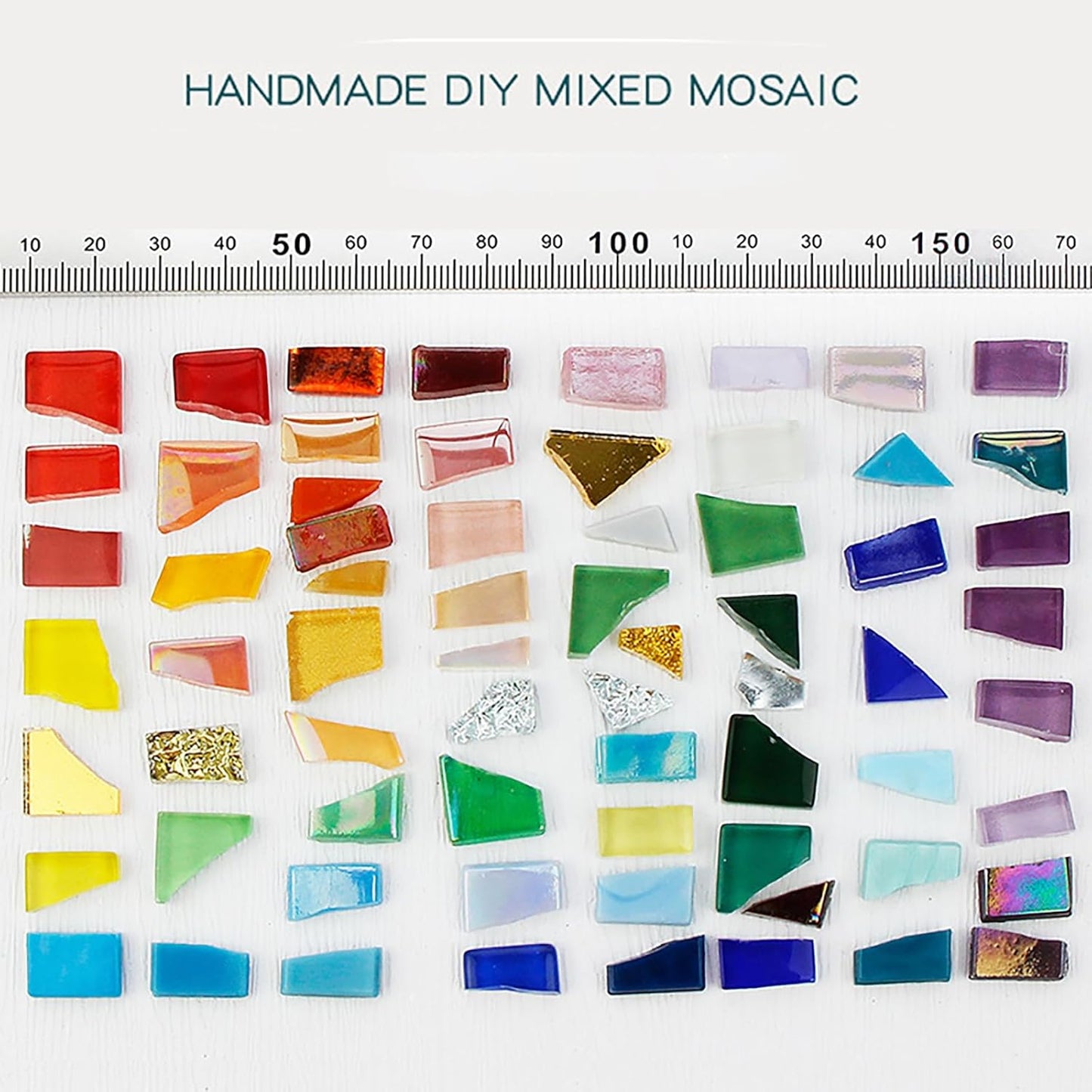 White Mixed Irregular Mosaic Glass Mosaic Tiles Pieces, 300 Grams Mosaic DIY Set Adult Mosaic Set, Mosaic Crafts Mosaic Making Supplies