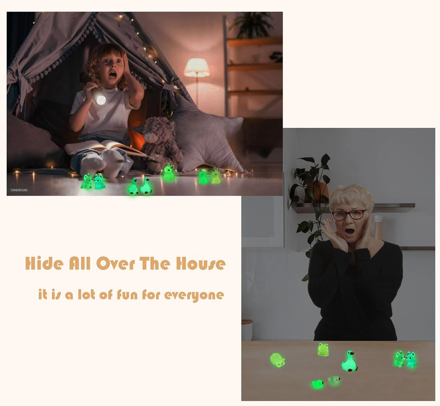 50 Pcs Luminous Mini Resin Animals, Glow in The Dark Tiny Ducks, Frogs, Birds, Cute Dollhouse Miniatures for Crafts, Fairy Garden and Home Décor