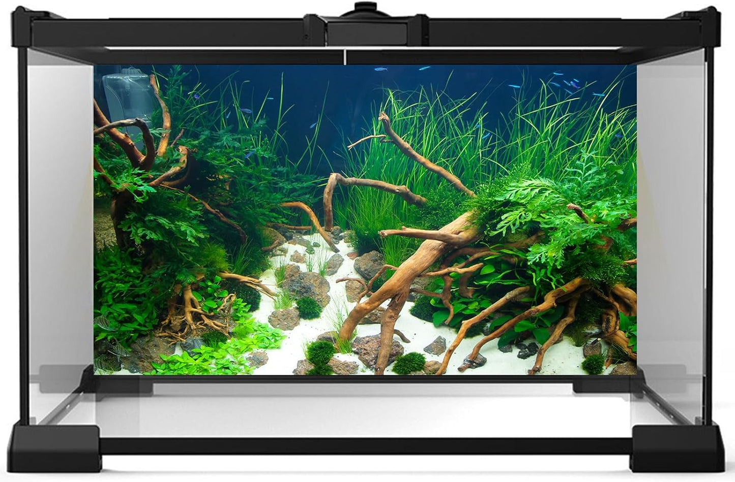 Aquarium Background Various Underwater Grass Plants Aquarium Backdrop Vivid and Fresh Green Aquatic Plants Stone River Bed and Dead Wood Yellow Stone Fish Tank Background 36x20in