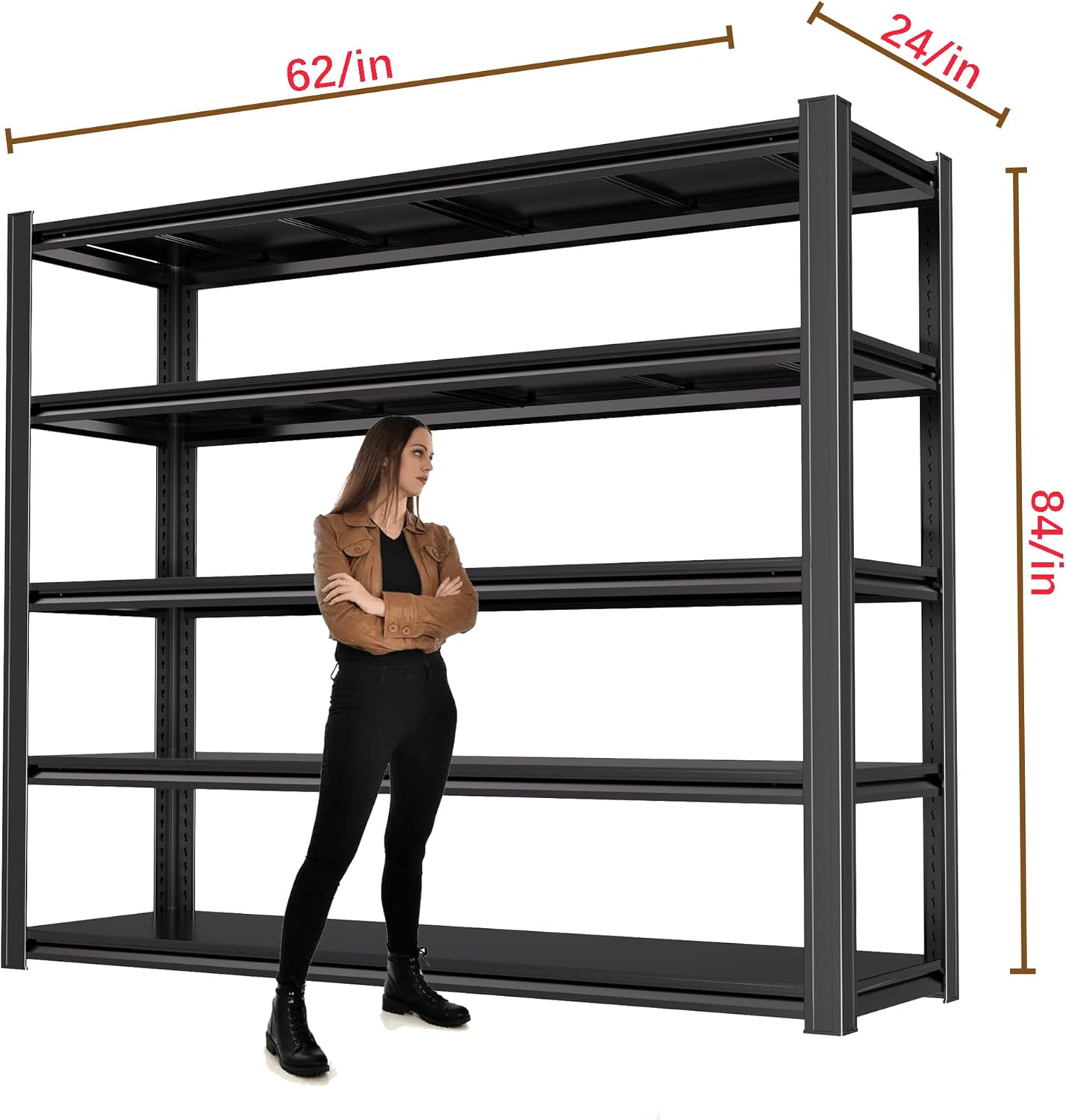 84“H Garage Shelving Heavy Duty Storage Shelves 3500 LBS Adjustable Metal Shelving Uints and Storage for Garage,Warehouse,School,Commercial,Business, 62 "W x 24 "D x 84 "H