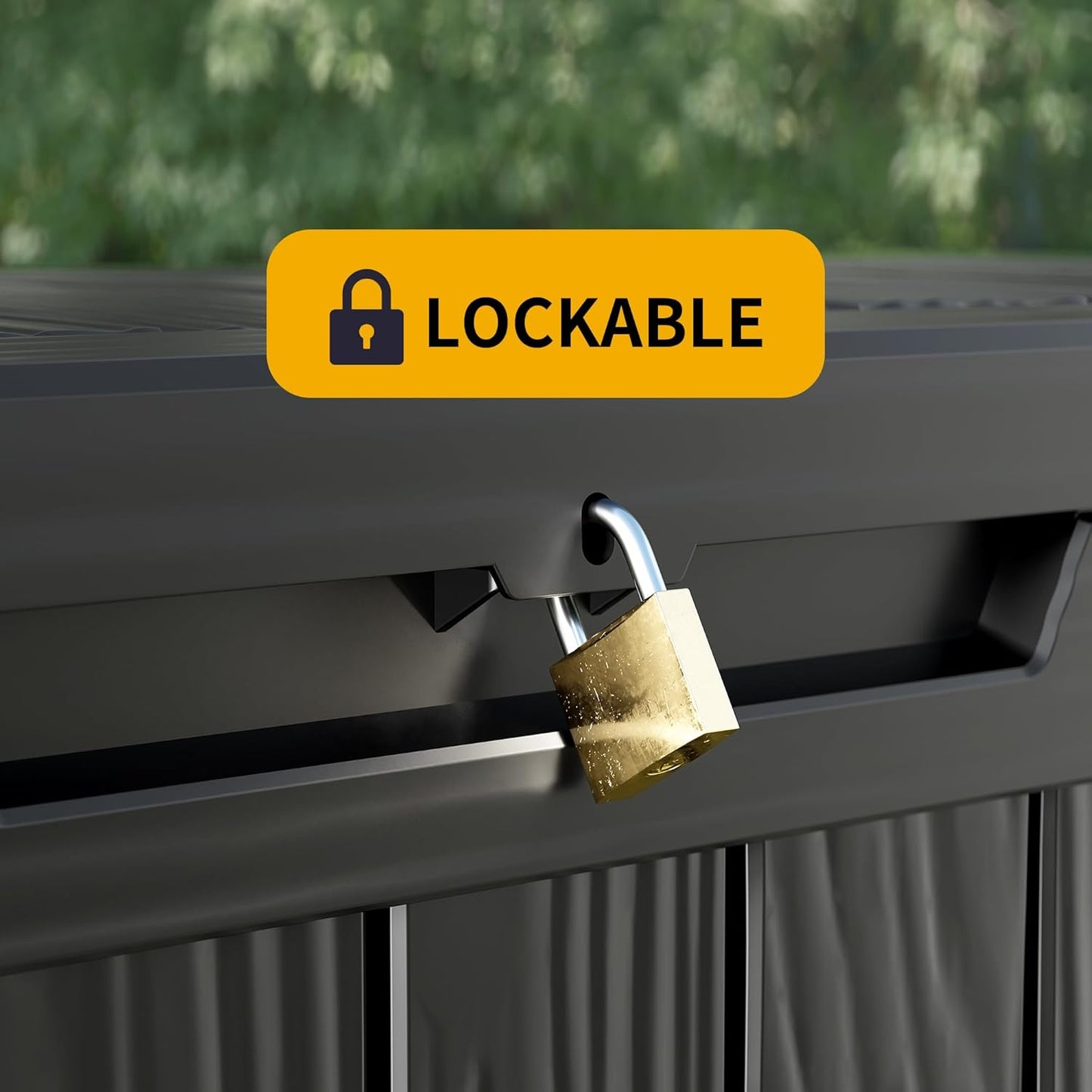 200 Gallon Resin Deck Box, Waterproof Outdoor Storage Bin for Patio Furniture, Pool Accessories, and Garden Tools, Lockable & UV-Resistant, Black