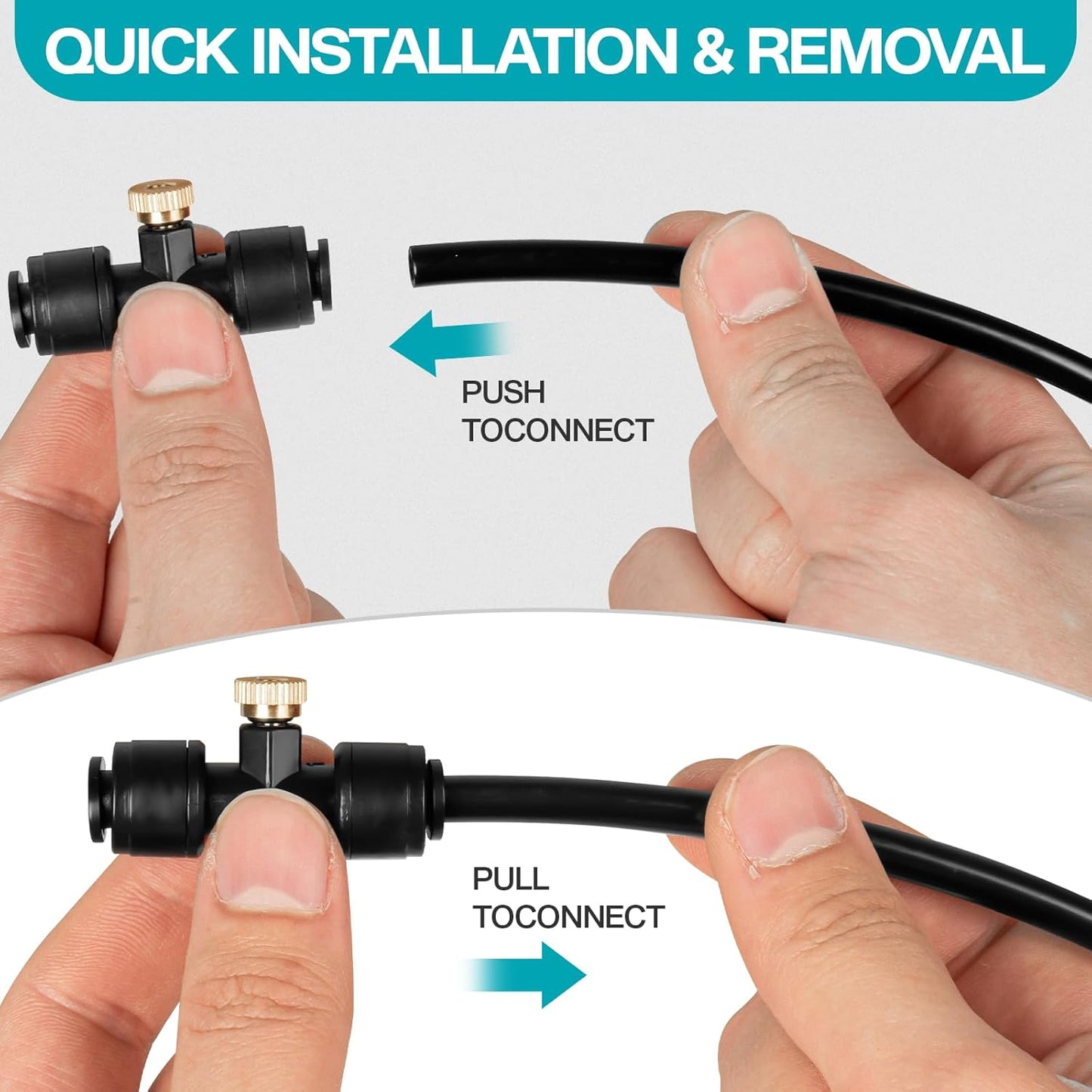 OnBrand Patio Water Misters for Cooling Outdoor, 100FT Mister for Outside with 3/4" Adapter and Filter, Misting Cooling System with 2 T-Joints and 30 Brass Nozzles for Greenhouse Trampoline Coop