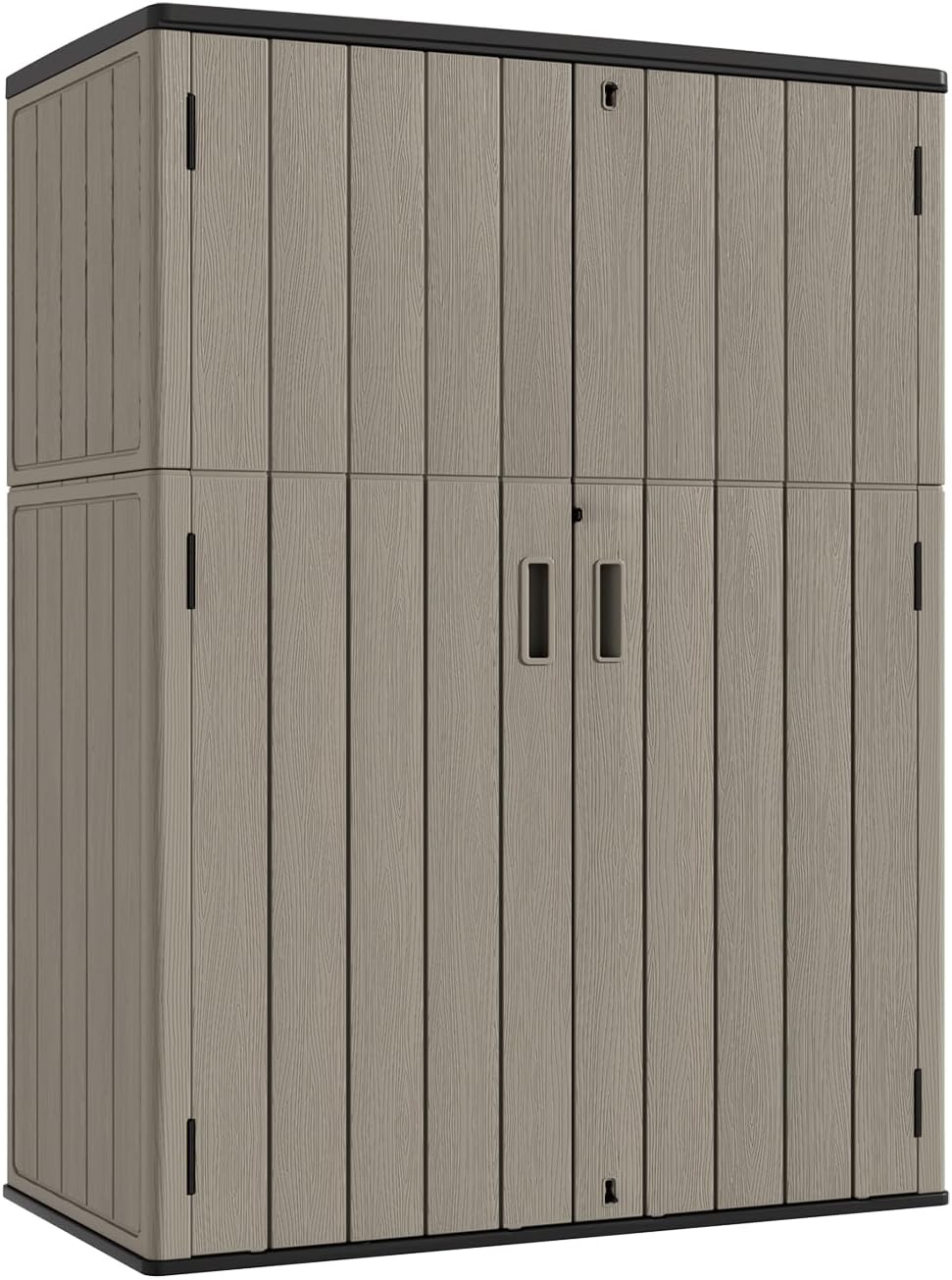 KINYING Outdoor Vertical Storage Shed,57 Cu.ft Outdoor Storage Cabinet Waterproof,Resin Sheds & Outdoor Storage Clearance for Garden,Patio,Backyard,Lockable (Brown)