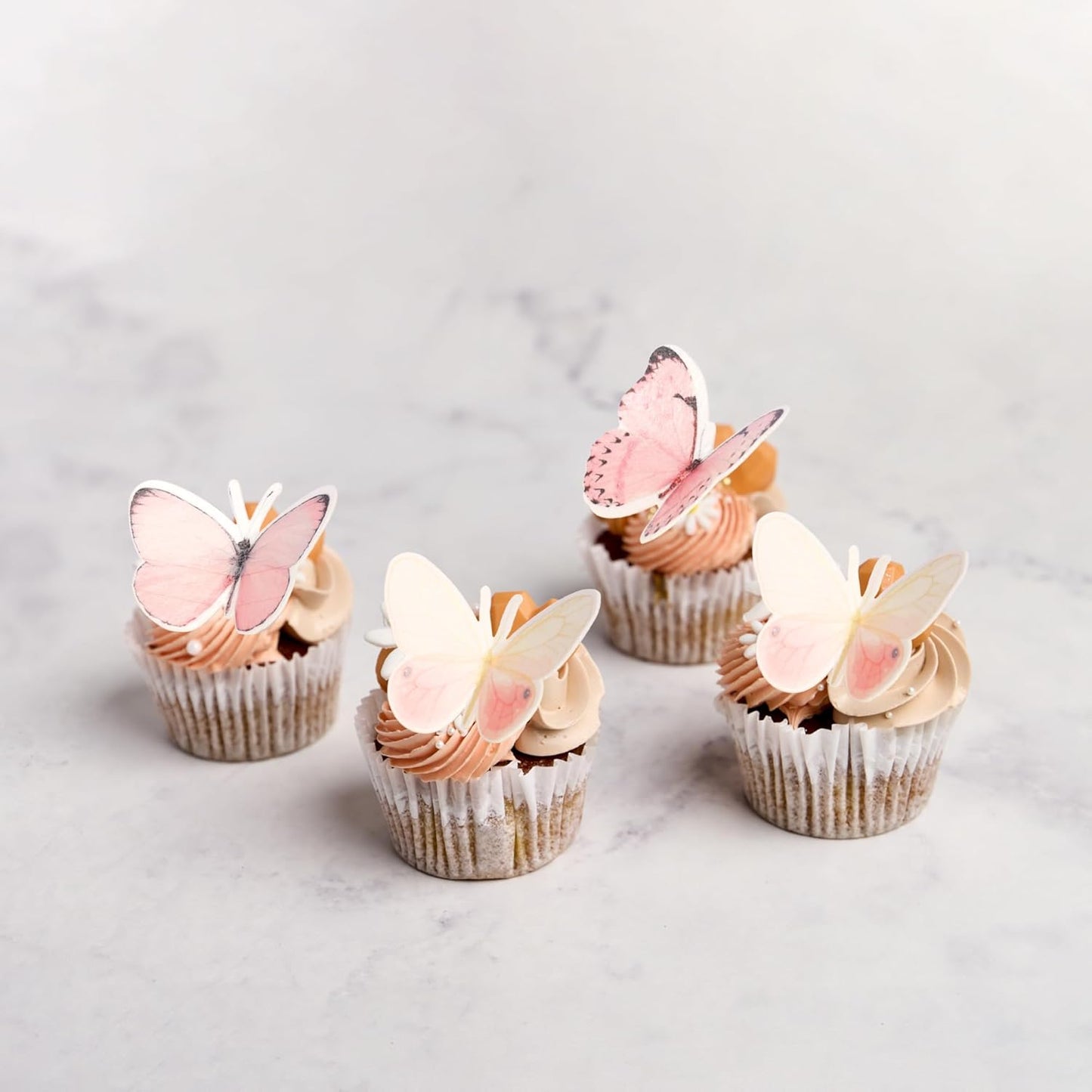 60 PCS Butterfly Cupcake Toppers Edible Butterfly Cake Decorations Edible Butterflies Cupcake Picks for Butterflies Theme Baby Shower Happy Birthday Party Cake Decoration Supllies Pink