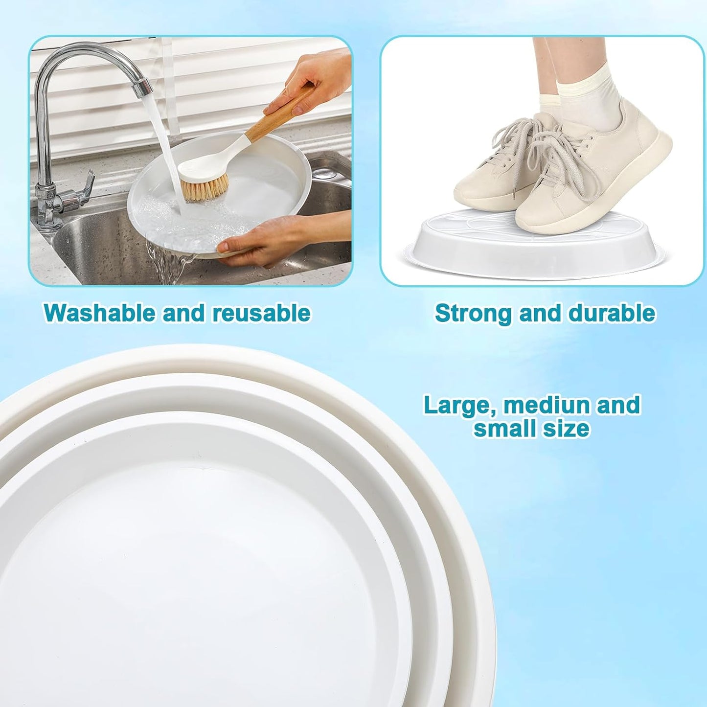 5 Pcs 3 Size Stepping Stone Kit for DIY Outdoor Garden Stepping Stone Includes Cement Molds Mosaic Tiles and Concrete Letter Stamps No Concrete Mix(White)