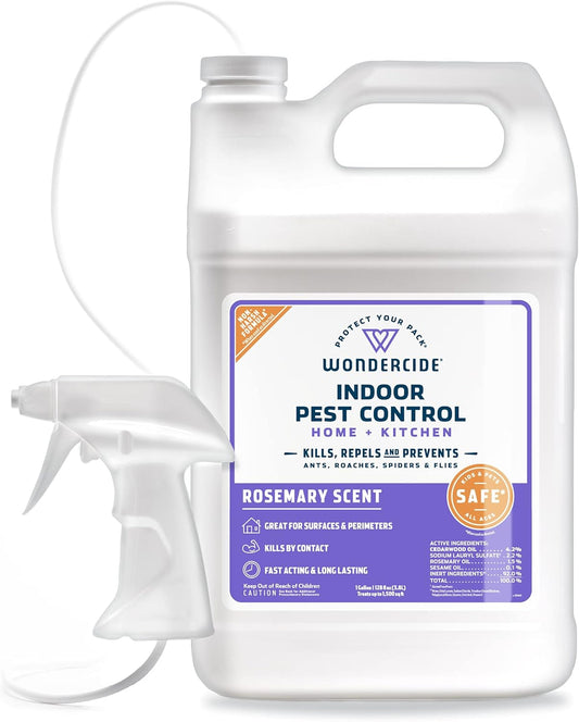 Wondercide - Indoor Pest Control Spray for Home and Kitchen - Ant, Roach, Spider, Fly, Flea, Bug Killer and Insect Repellent - with Natural Essential Oils - Pet and Family Safe — Rosemary 128 oz