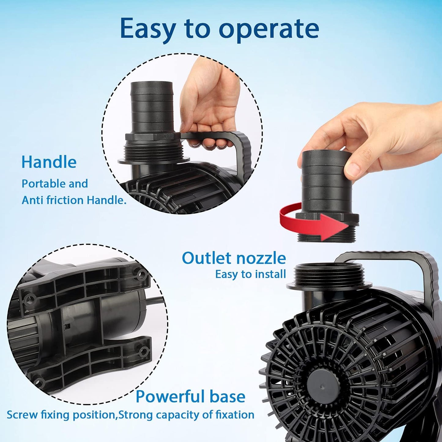 WaterRebirth (1700GPH-120W,UL listed) Large Fountain Submersible Water Pond Sump Pump Aquarium Electric Waterfall Pump Outdoor PS-1700